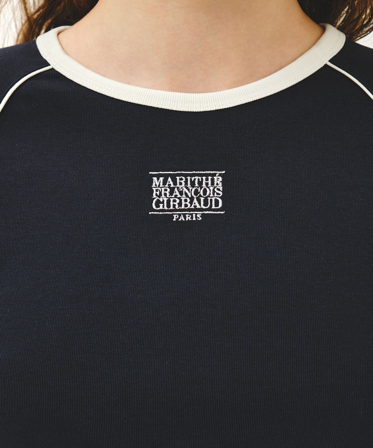 Marithe & Francois Girbaud - Aerocool Small Classic Logo Ringer Slim Crop Tee (Navy) product image 4 | TRAB K-Fashion Australia