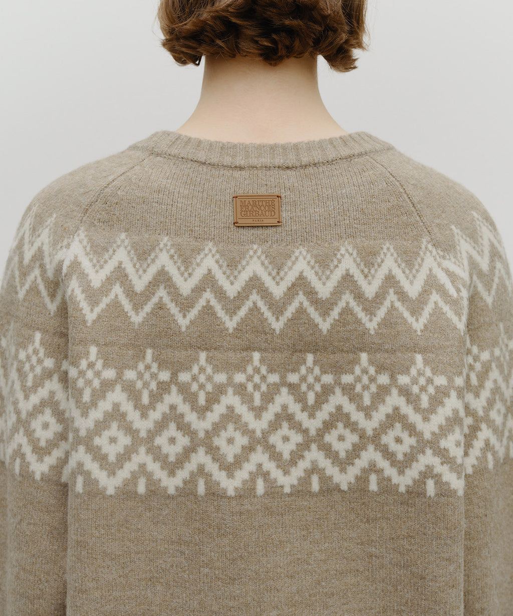Marithe & Francois Girbaud - Fairisle Crew Neck Knit Pullover (Beige) product image 4 | TRAB K-Fashion Australia