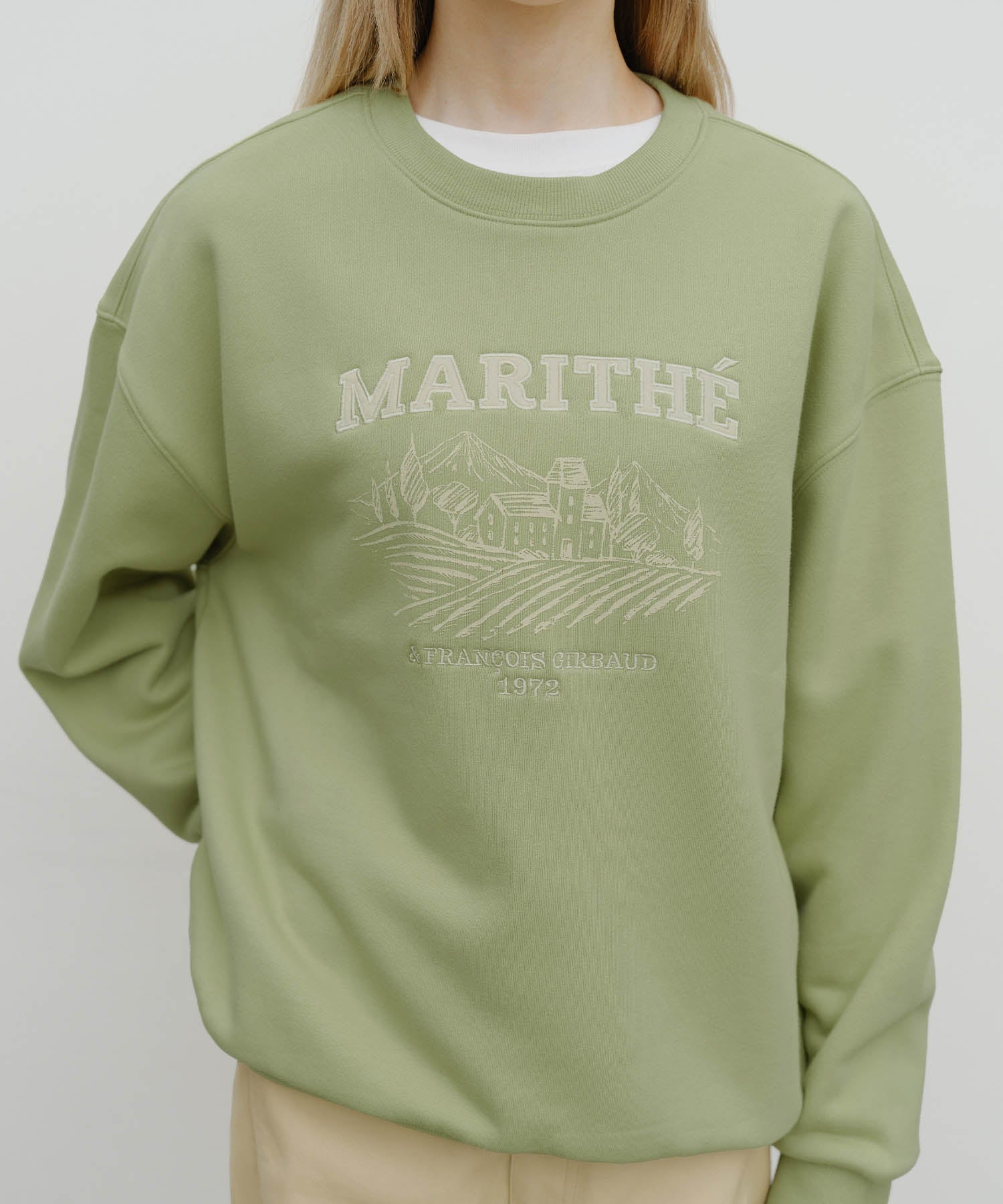 Marithe & Francois Girbaud - Winery Applique Logo Over Fit Sweatshirt (Olive) product image 4 | TRAB K-Fashion Australia