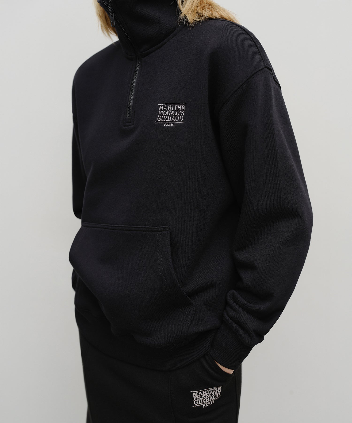 Marithe & Francois Girbaud - Classic Logo Half Zipup Sweatshirt (Black) product image 4 | TRAB K-Fashion Australia