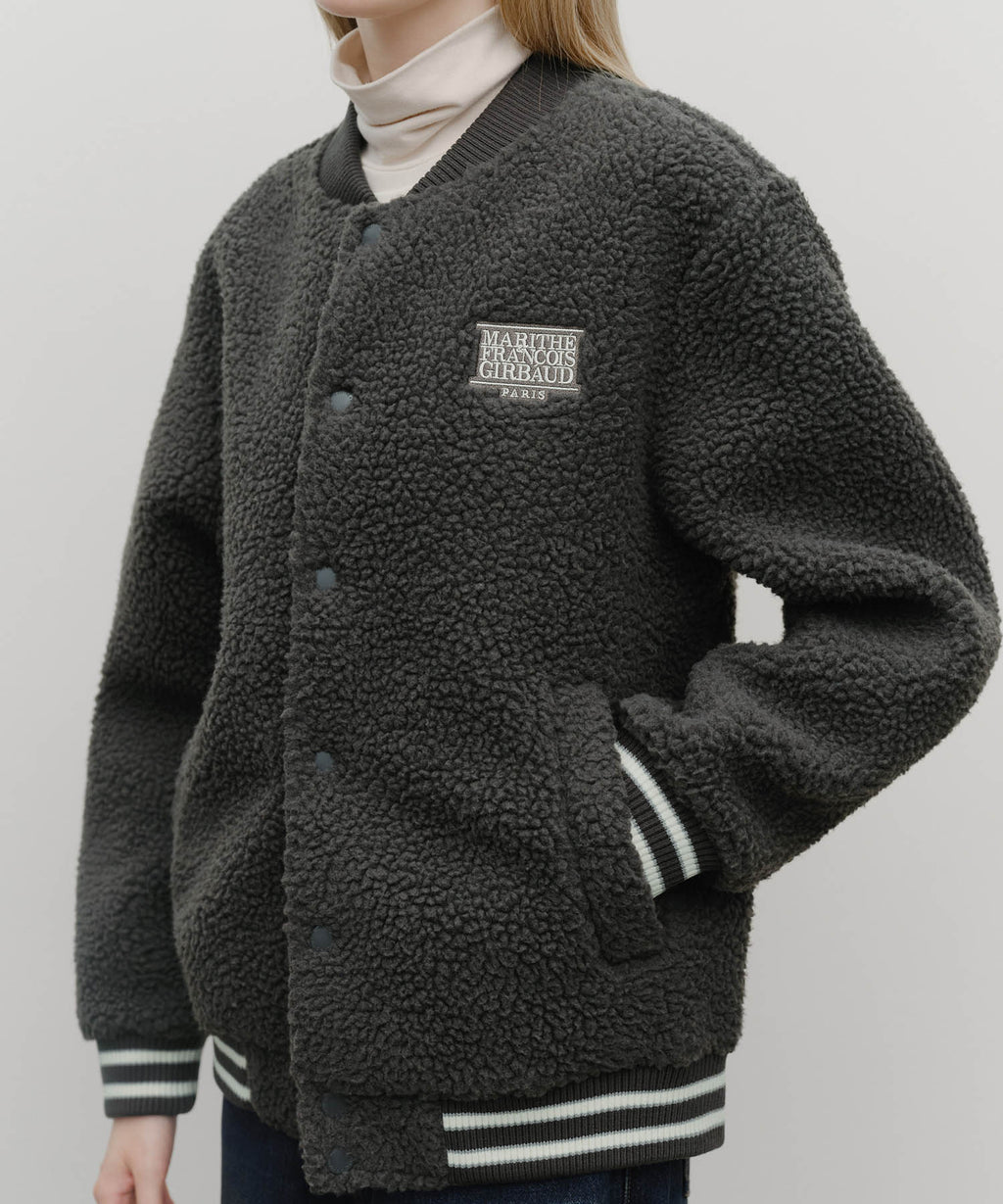 Marithe & Francois Girbaud - Fleece Varsity Jacket (Charcoal) product image 4 | TRAB K-Fashion Australia