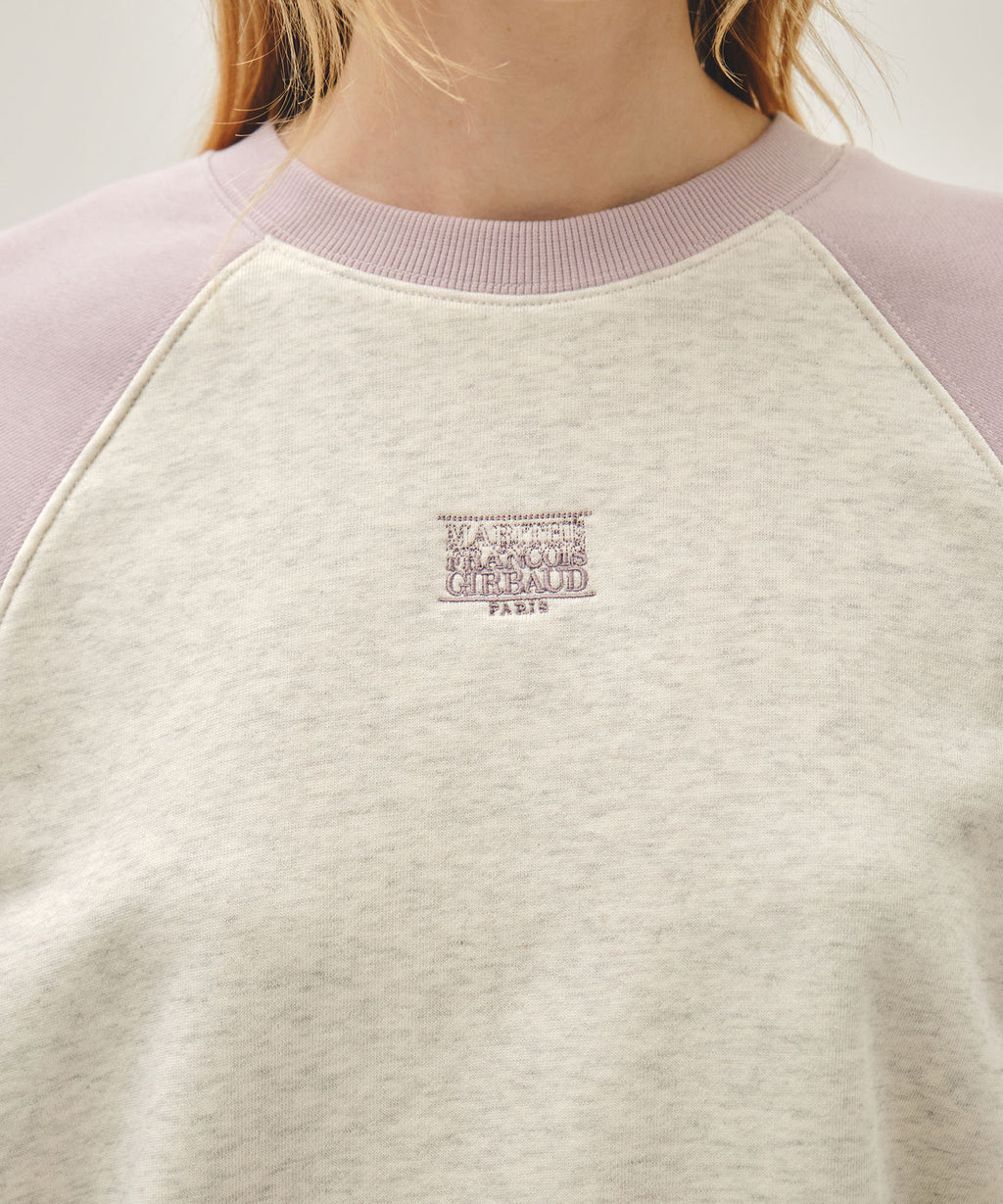 Marithe & Francois Girbaud - Block Classic Logo Raglan Crop Sweatshirt (Light Purple) product image 4 | TRAB K-Fashion Australia
