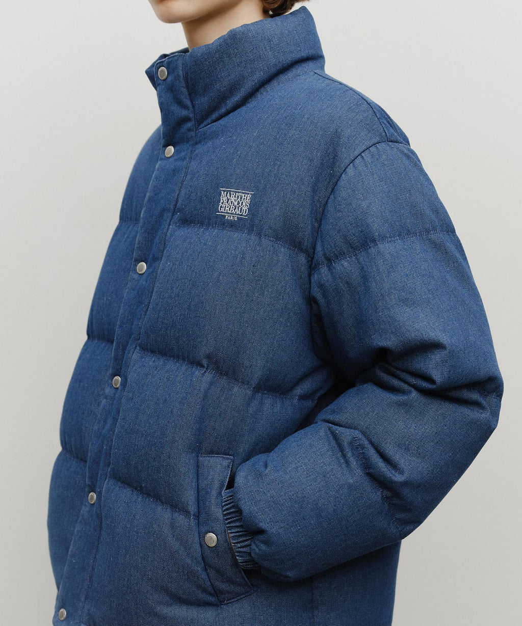 Marithe & Francois Girbaud - Classic Logo Denim Down Jacket (Dark Blue) product image 4 | TRAB K-Fashion Australia