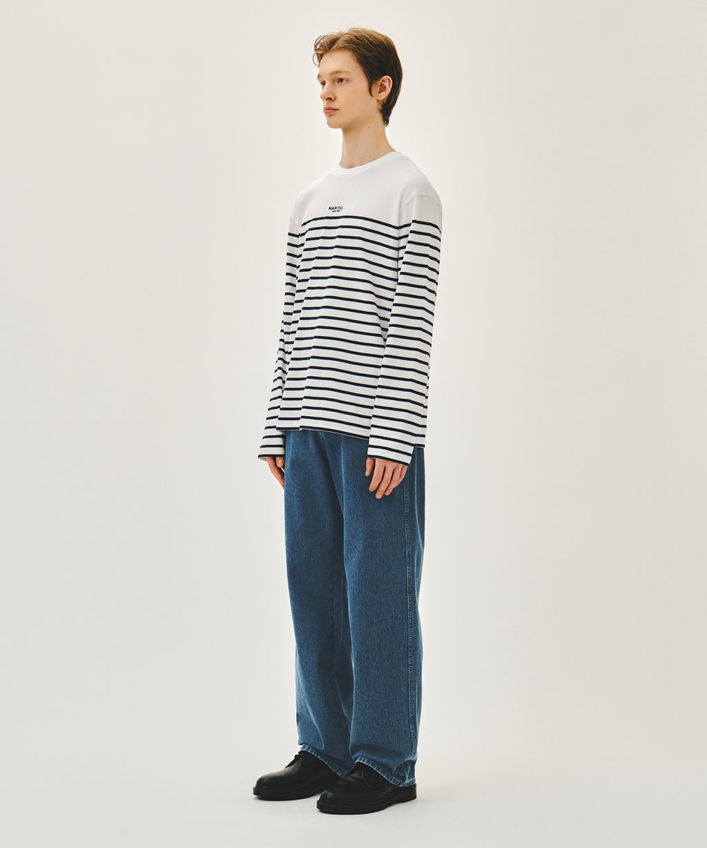 Marithe & Francois Girbaud - High Straight Stripe Denim Pants (Blue) product image 3 | TRAB K-Fashion Australia