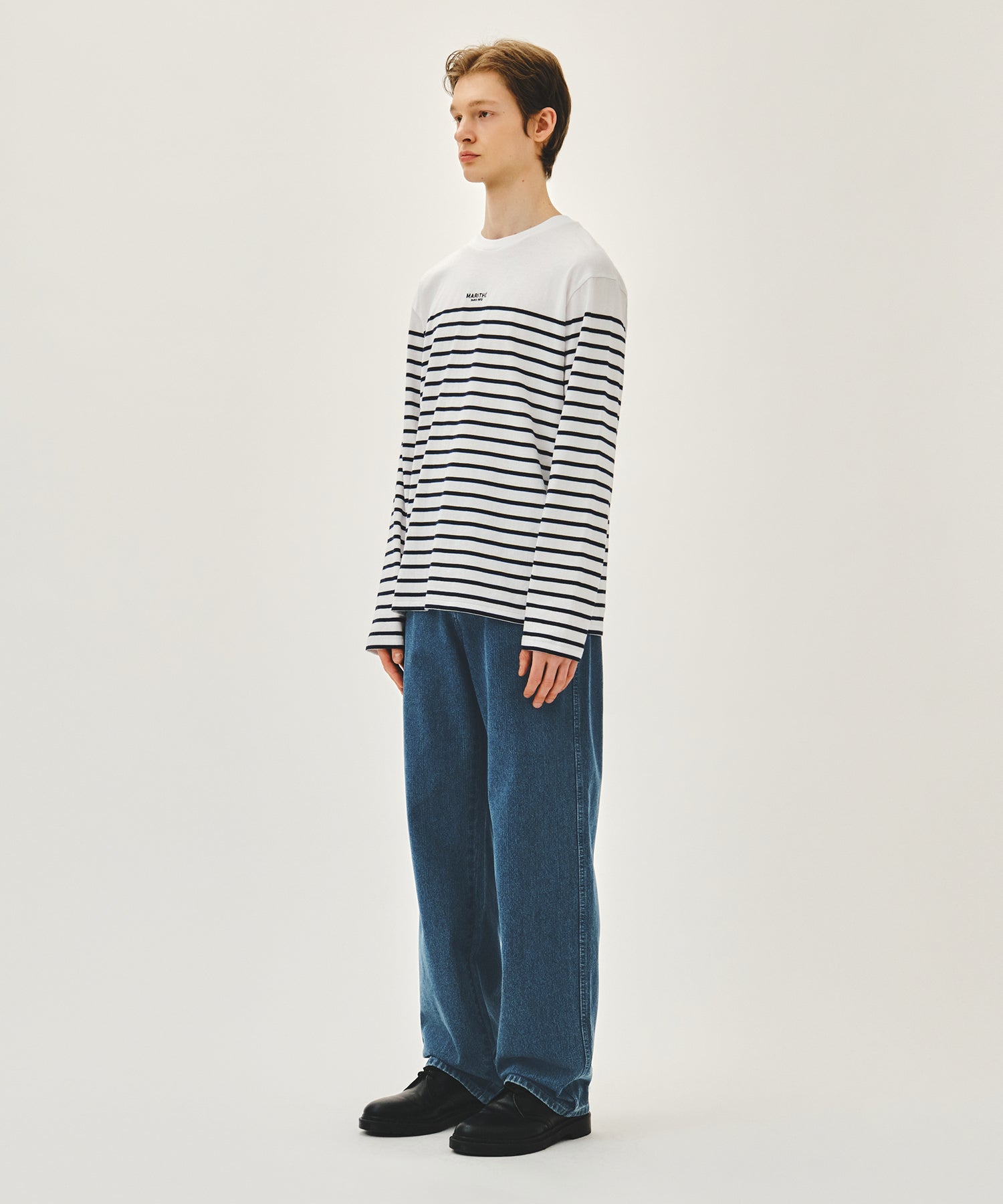 Marithe & Francois Girbaud - High Straight Stripe Denim Pants (Blue) product image 3 | TRAB K-Fashion Australia