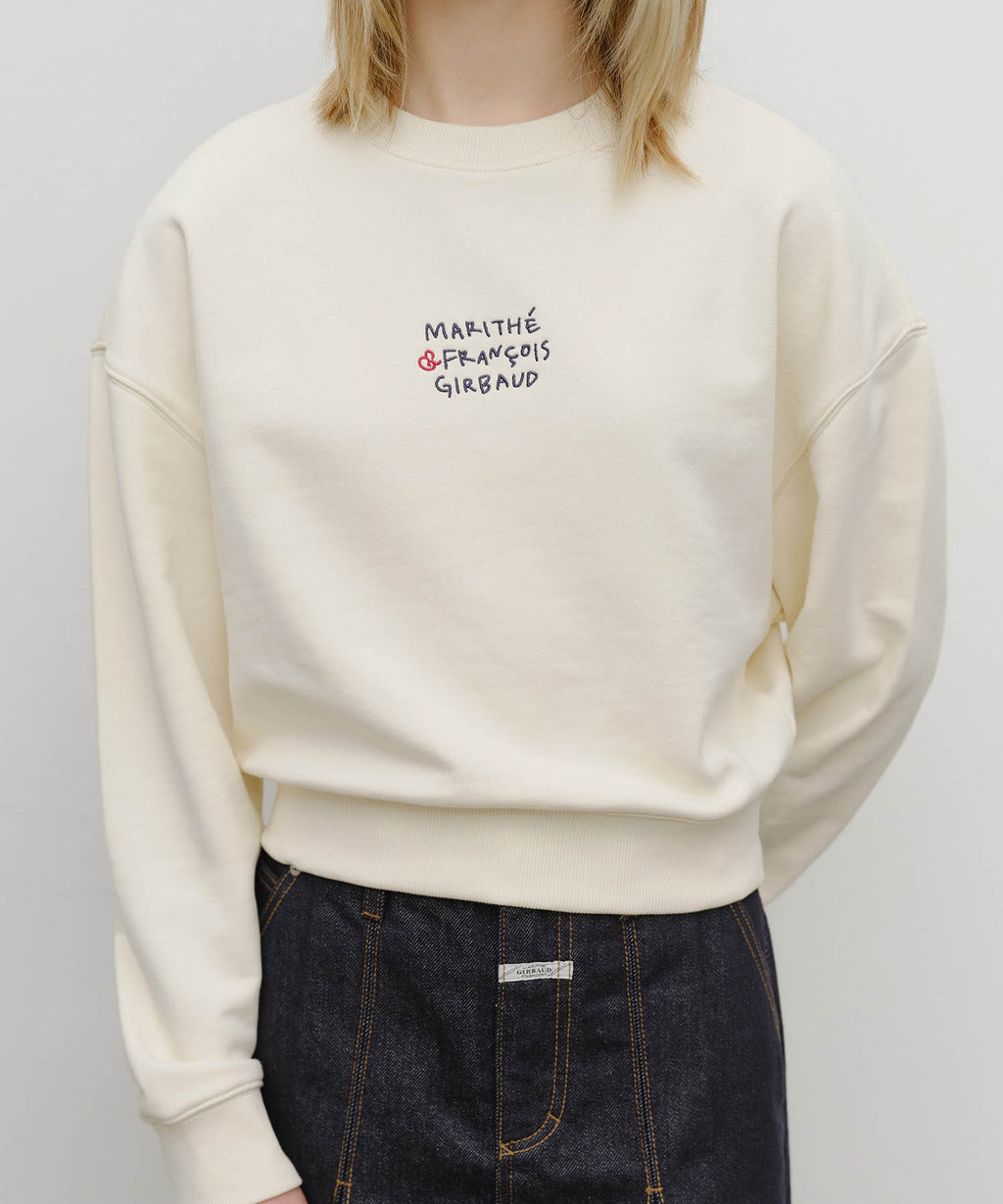Marithe & Francois Girbaud - Marithe Love Graphic Crop Sweatshirt (Ivory) product image 4 | TRAB K-Fashion Australia