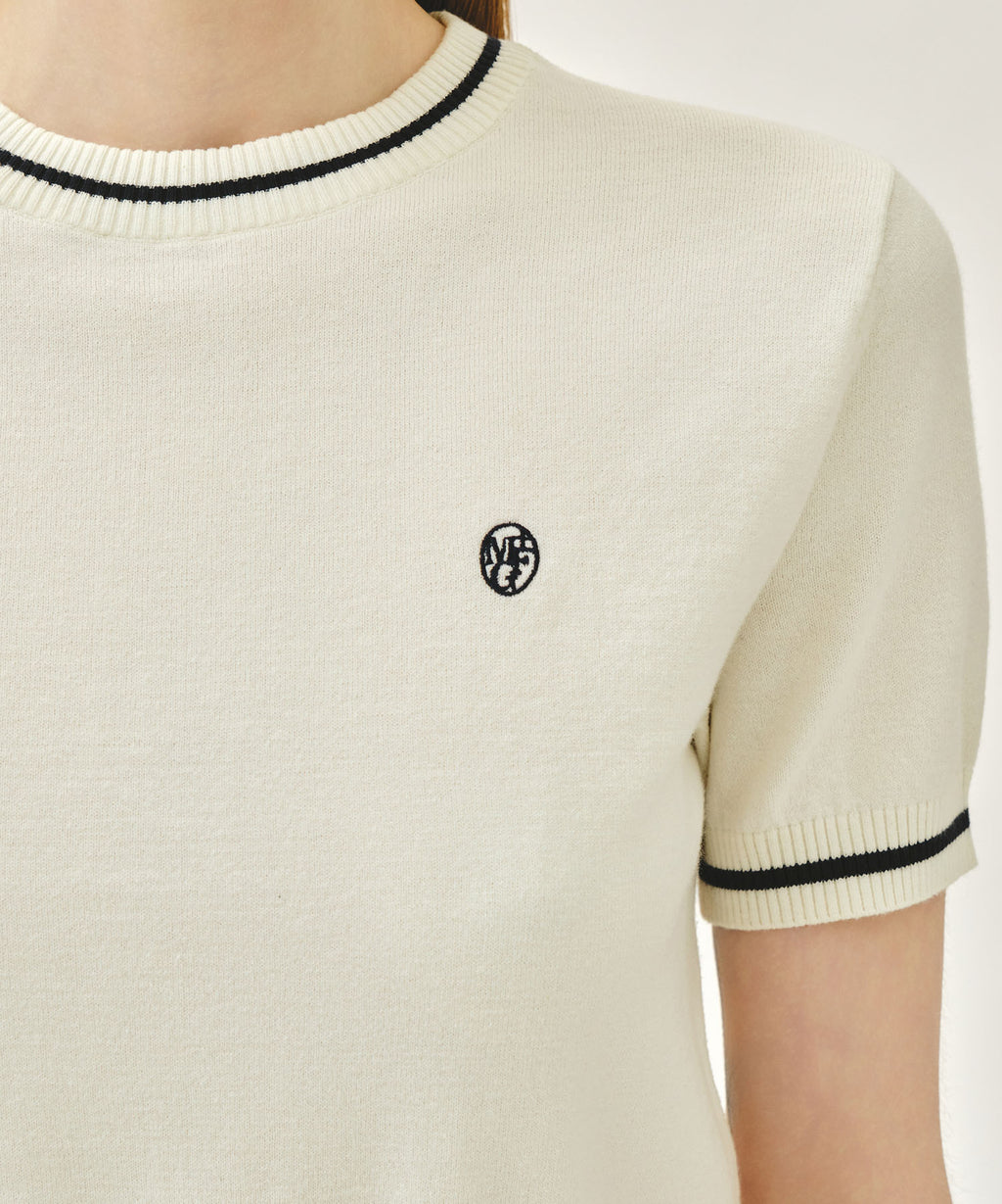 Marithe & Francois Girbaud - Circle Logo Half Knit Pullover (Ivory) product image 4 | TRAB K-Fashion Australia