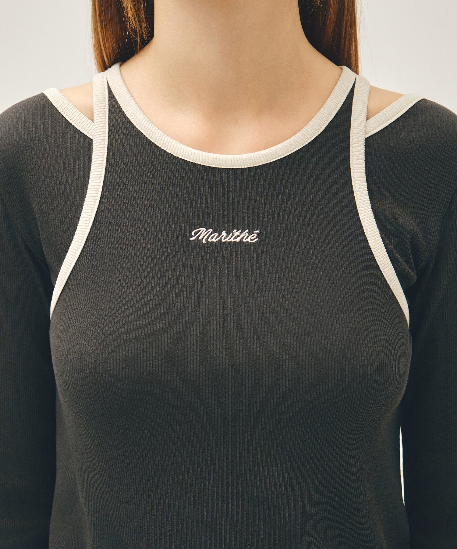 Marithe & Francois Girbaud - Sleeveless Layered Long Sleeve Tee (Charcoal) product image 4 | TRAB K-Fashion Australia
