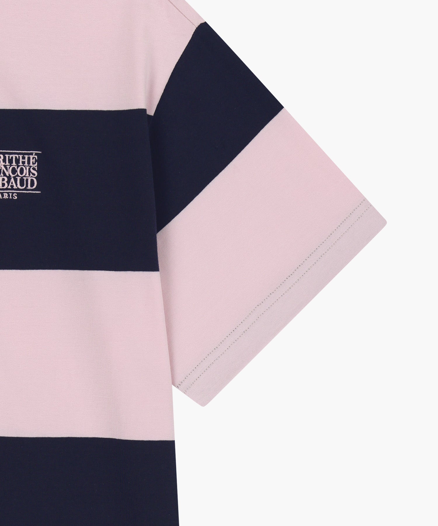 Marithe & Francois Girbaud - [Pre-order – Ships 10 Jul] Small Classic Logo Rugby Stripe Oversized Collar Tee (Pink) product image 4 | TRAB K-Fashion Australia