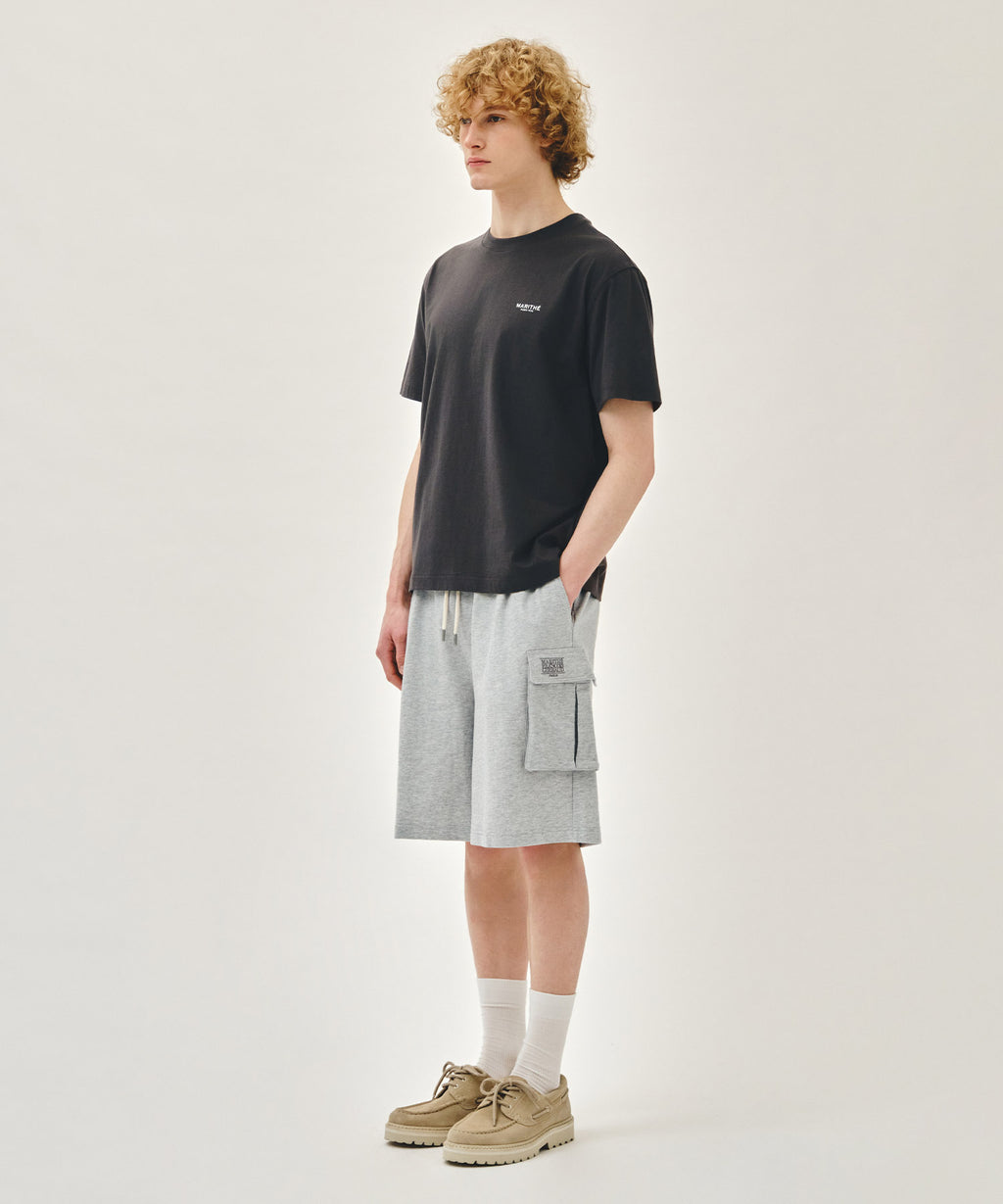 Marithe & Francois Girbaud - Classic Logo Cargo Sweat Shorts (Heather Gray) product image 4 | TRAB K-Fashion Australia