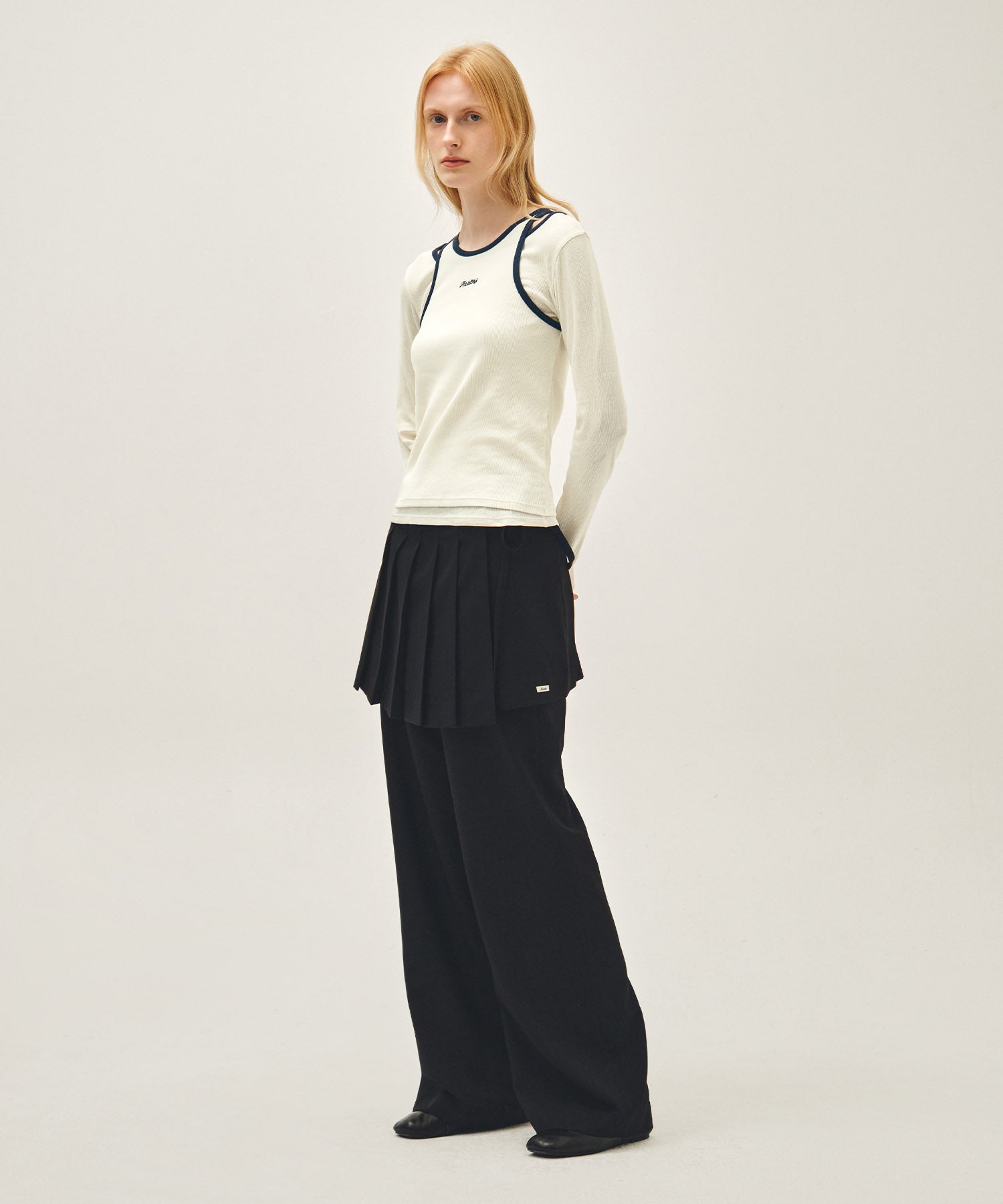 Marithe & Francois Girbaud - Layered Pleats Skirt Pants (Black) product image 4 | TRAB K-Fashion Australia