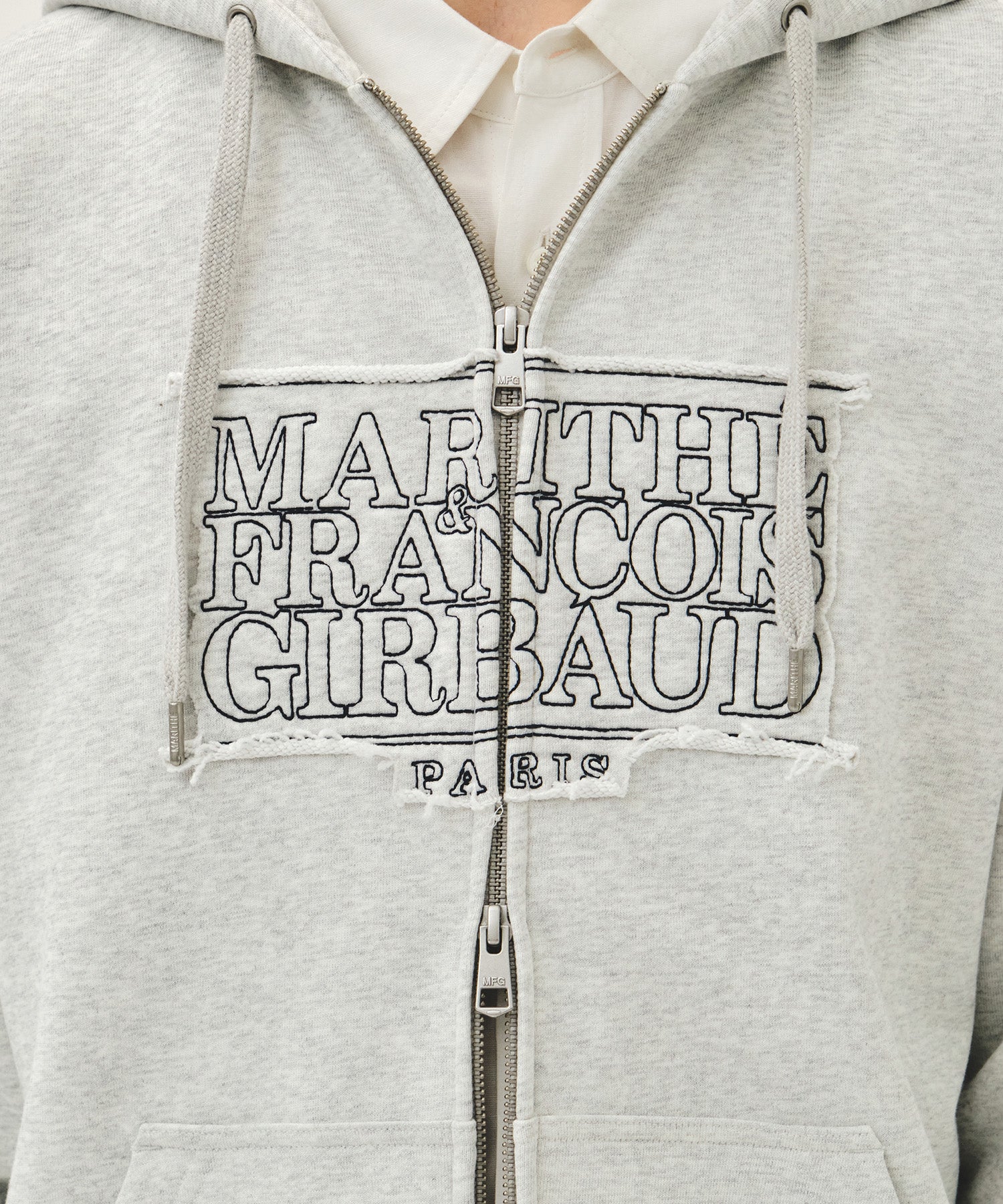 Marithe & Francois Girbaud - Classic Logo Applique Hoodie Zipup (Light Heather Gray) product image 4 | TRAB K-Fashion Australia