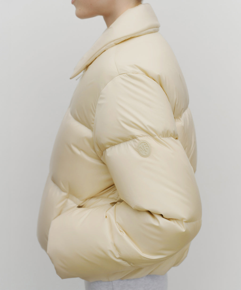 Marithe & Francois Girbaud - Collar Crop Down Jacket (Light Beige) product image 7 | TRAB K-Fashion Australia