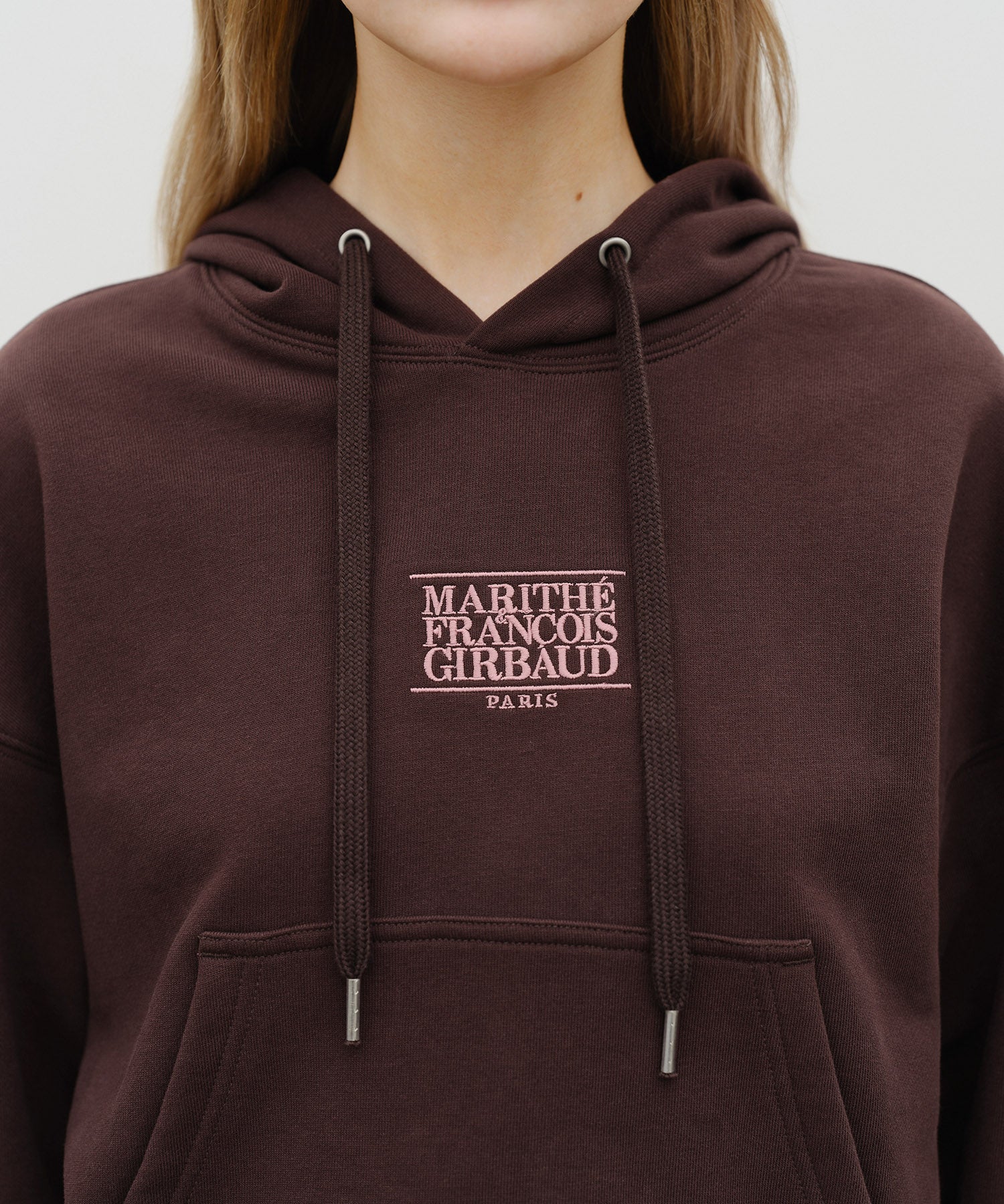 Marithe & Francois Girbaud - Small Classic Logo Crop Hoodie (Brown) product image 4 | TRAB K-Fashion Australia