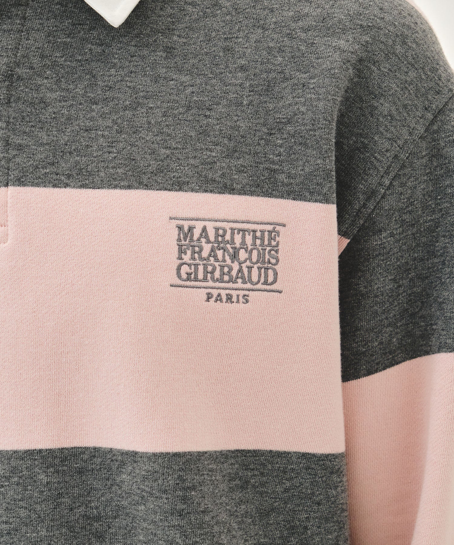 Marithe & Francois Girbaud - Small Classic Logo Rugby Stripe Sweatshirt (Light Pink) product image 4 | TRAB K-Fashion Australia
