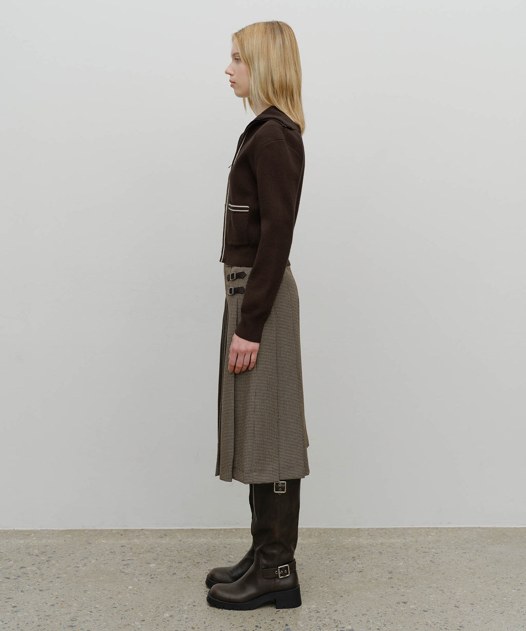 Marithe & Francois Girbaud - Side Buckle Pleated Midi Skirt (Brown) product image 7 | TRAB K-Fashion Australia