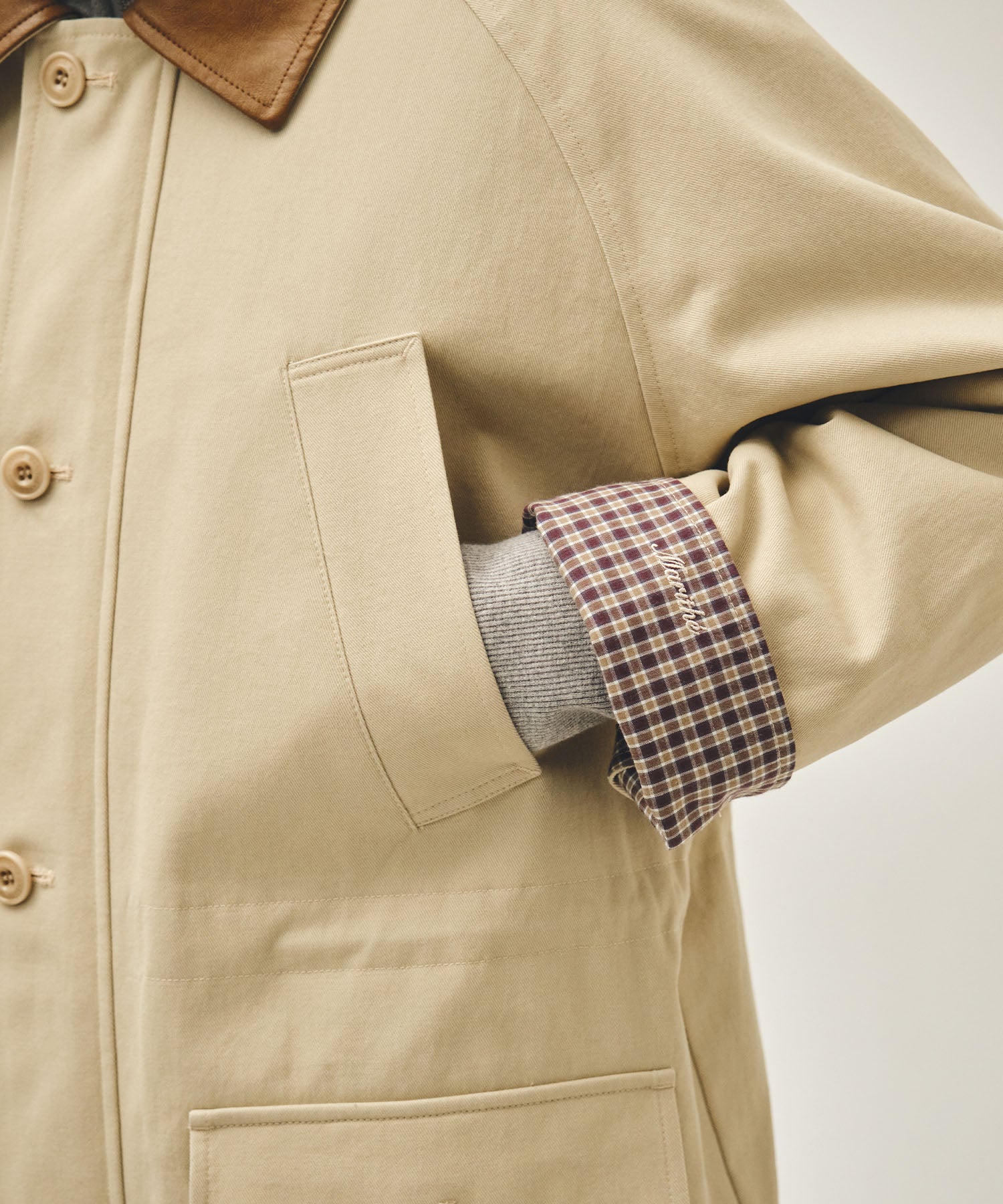 Marithe & Francois Girbaud - Cotton Washed Hunting Jacket (Light Beige) product image 4 | TRAB K-Fashion Australia