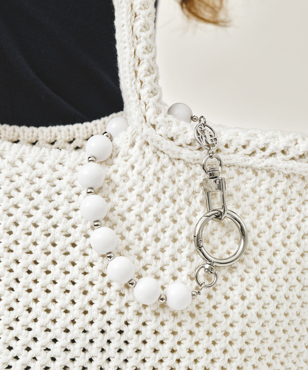 Marithe & Francois Girbaud - Circle Logo Beads Strap Keyring (White) product image 4 | TRAB K-Fashion Australia