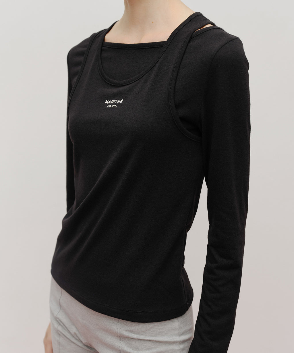 Marithe & Francois Girbaud - Layered Jersey Long Sleeve (Black) product image 4 | TRAB K-Fashion Australia