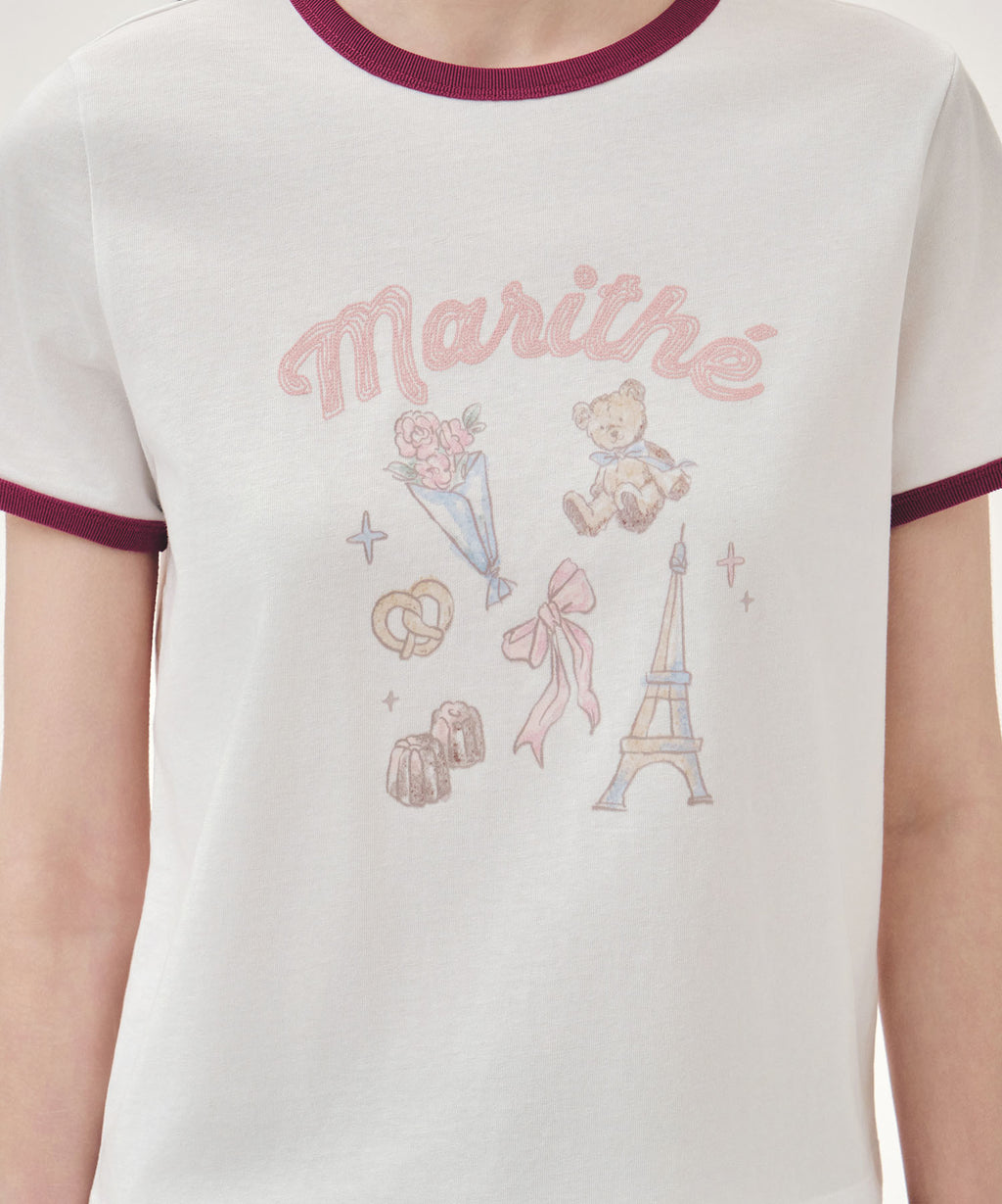 Marithe & Francois Girbaud - Paris Graphic Ringer Tee (White) product image 4 | TRAB K-Fashion Australia