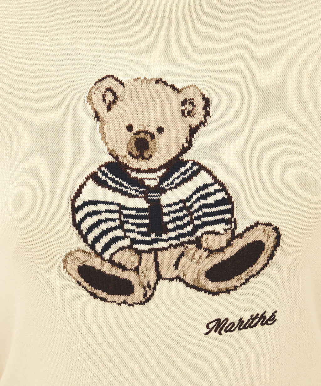 Marithe & Francois Girbaud - Doodle Bear Half Knit Pullover (Ivory) product image 4 | TRAB K-Fashion Australia