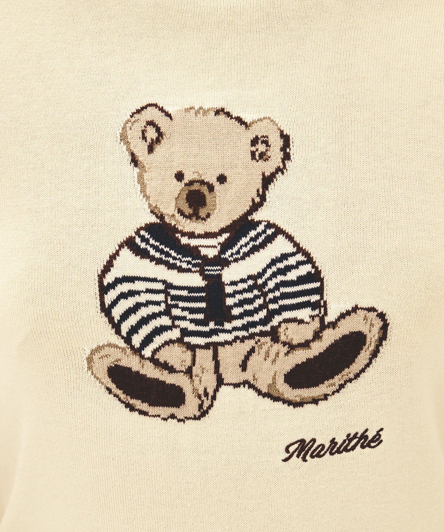 Marithe & Francois Girbaud - Doodle Bear Half Knit Pullover (Ivory) product image 4 | TRAB K-Fashion Australia
