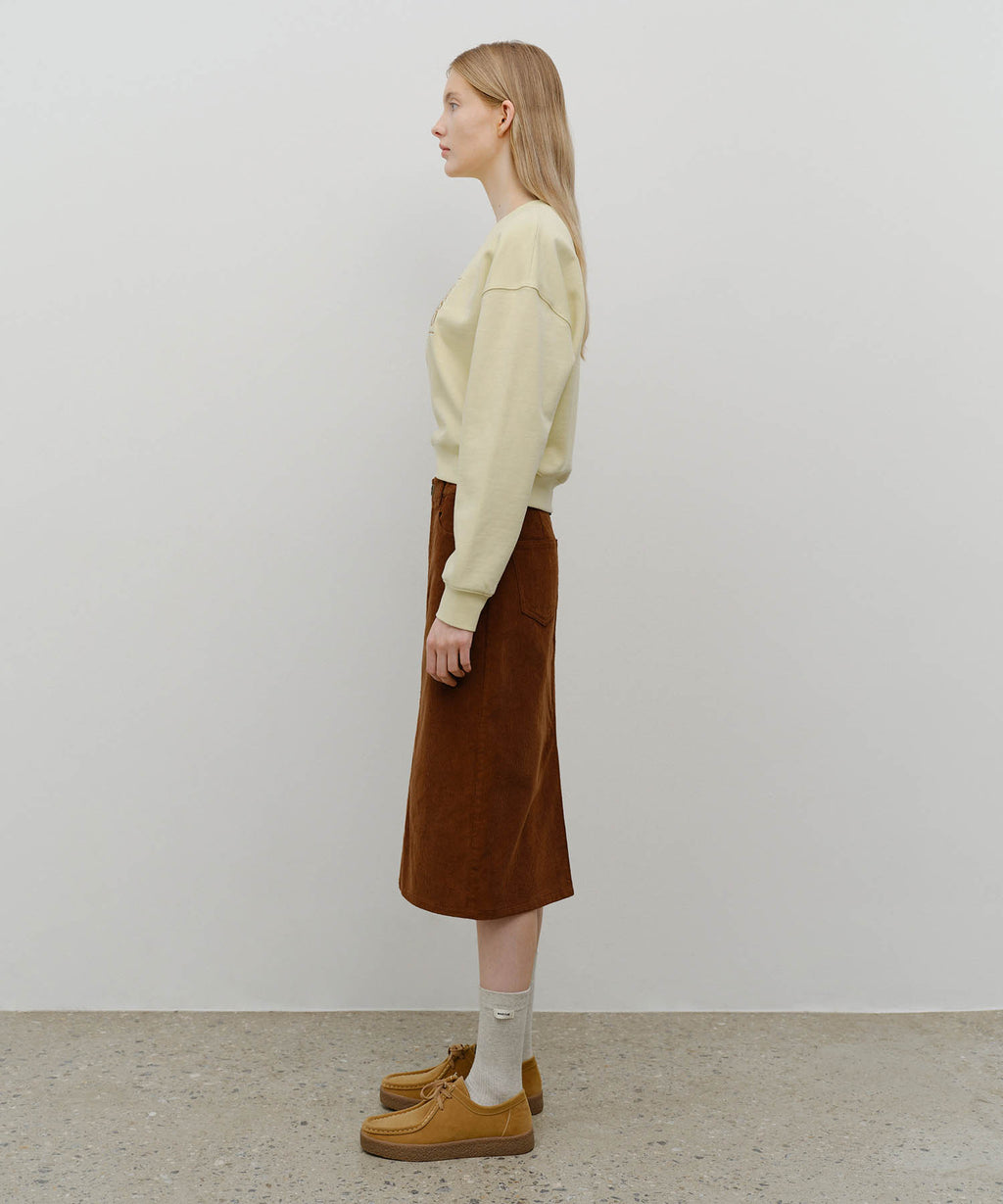 Marithe & Francois Girbaud - Classic Corduroy Midi Skirt (Brown) product image 4 | TRAB K-Fashion Australia