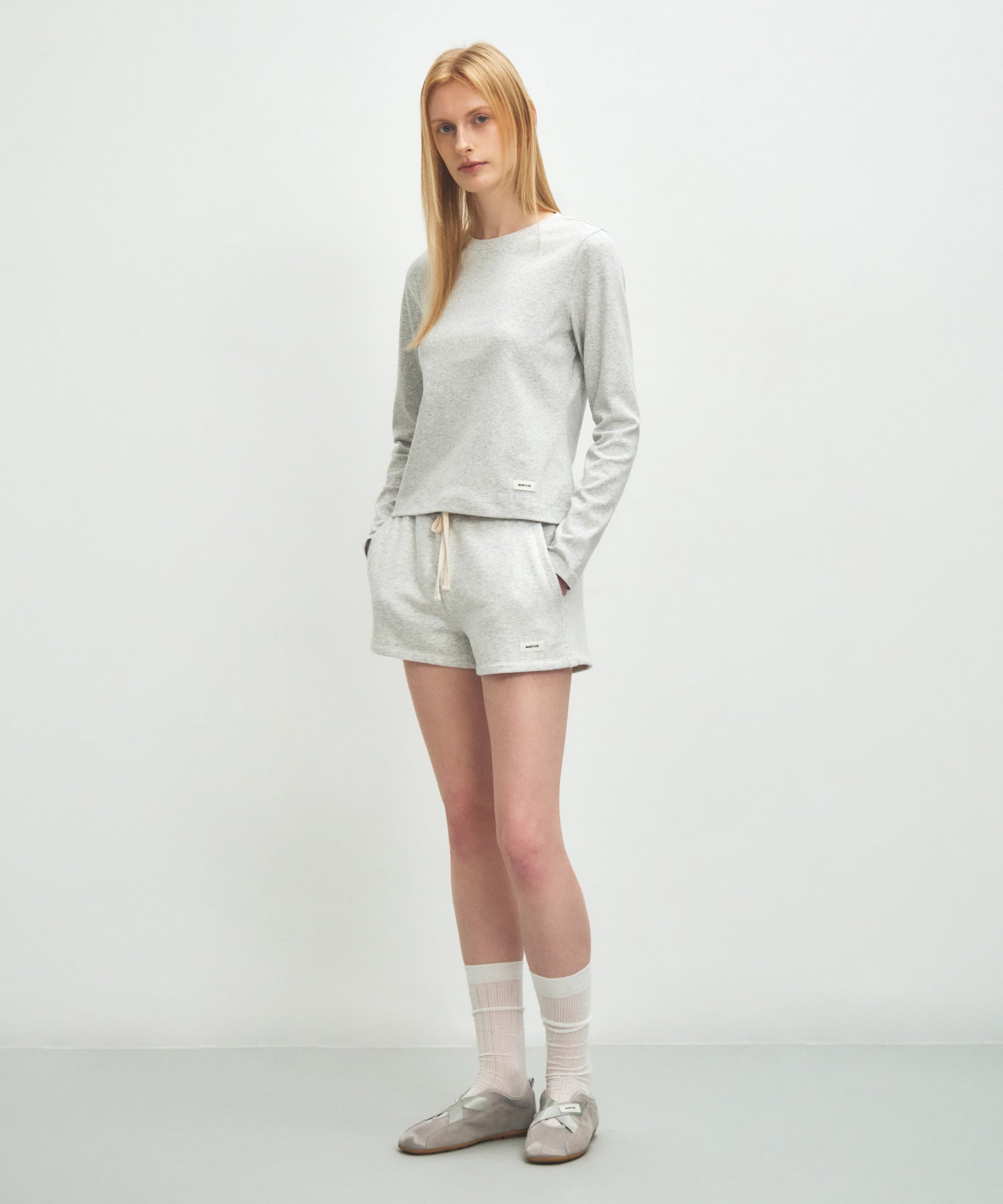 Marithe & Francois Girbaud - Basic Sweat Shorts (Light Heather Gray) product image 7 | TRAB K-Fashion Australia