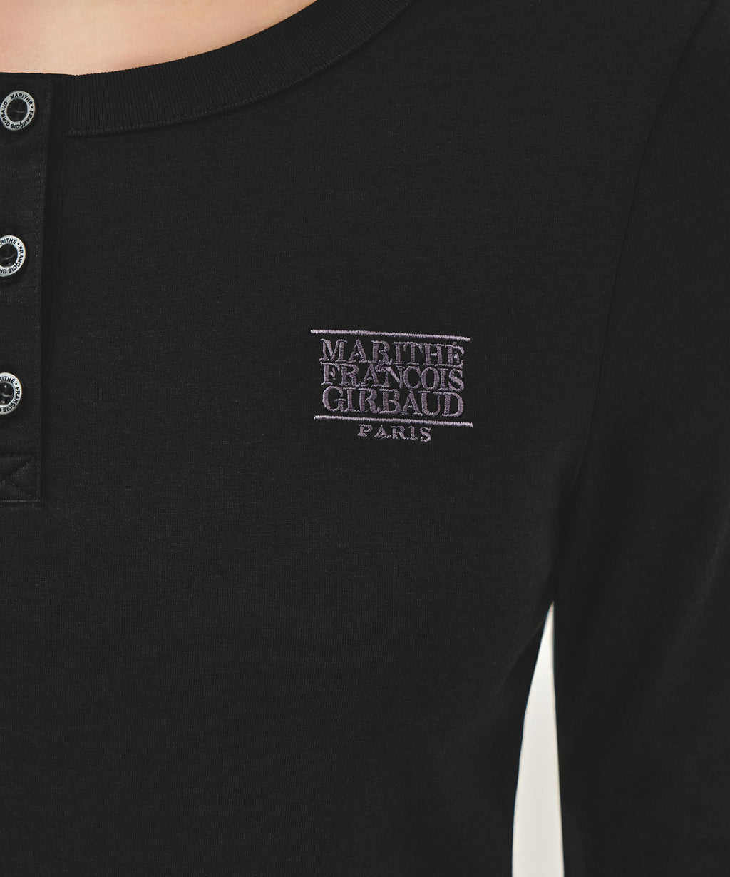 Marithe & Francois Girbaud - Small Classic Logo Henley Neck 3/4 Sleeve Tee (Black) product image 4 | TRAB K-Fashion Australia