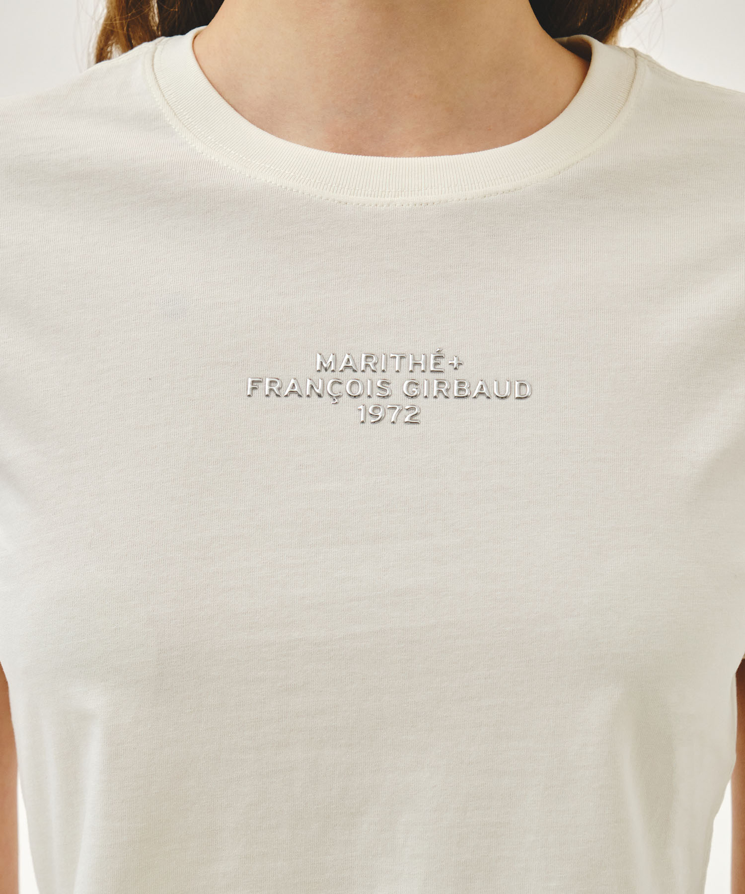 Marithe & Francois Girbaud - Silver Lettering Crop Tee (Ivory) product image 4 | TRAB K-Fashion Australia