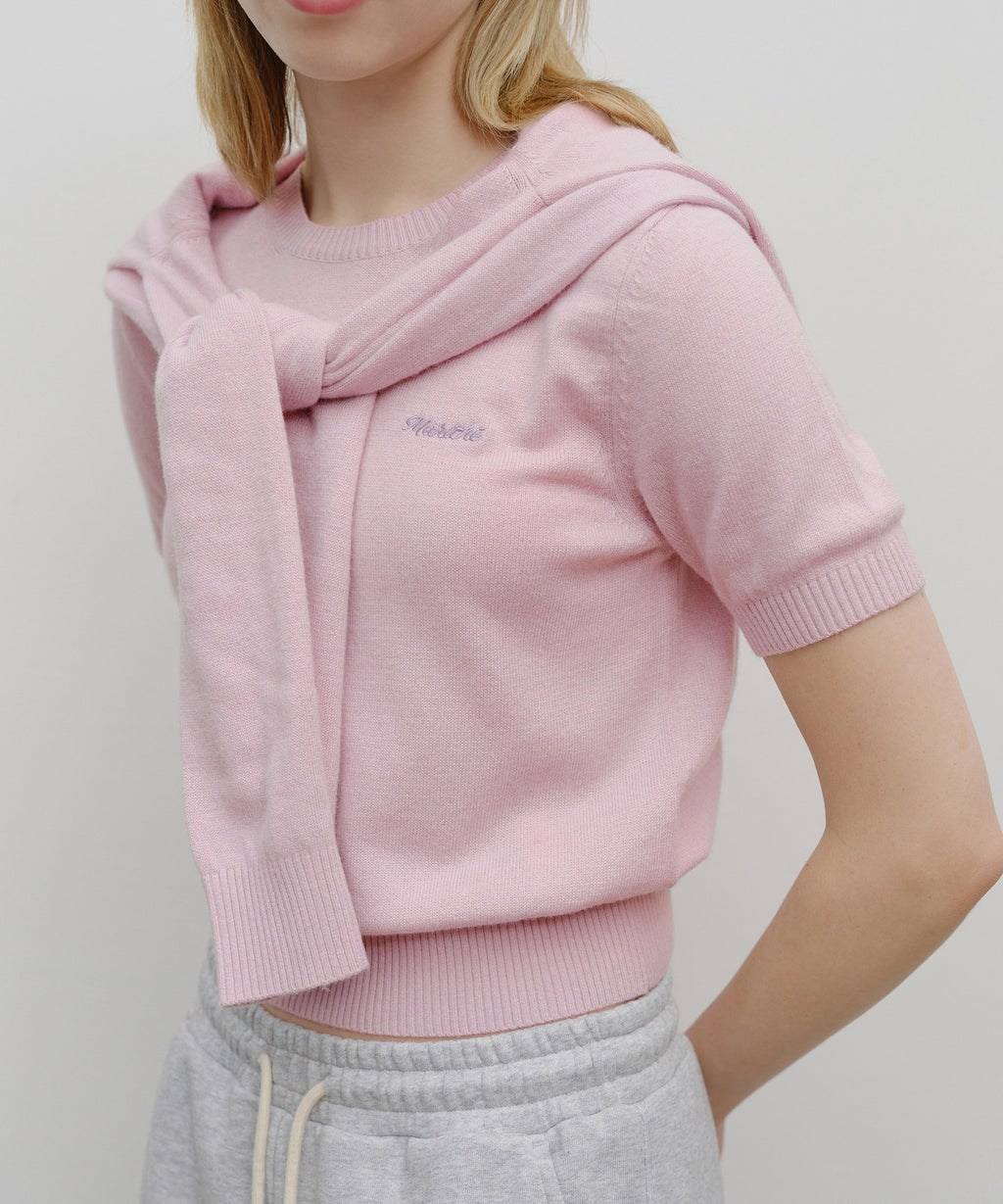 Marithe & Francois Girbaud - Half Knit Round Neck Cardigan Set Up (Pink) product image 4 | TRAB K-Fashion Australia