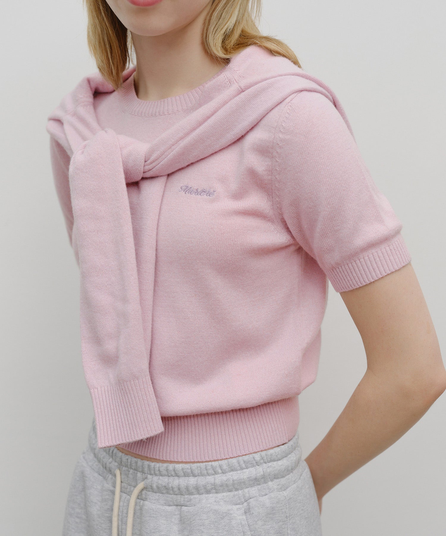 Marithe & Francois Girbaud - Half Knit Round Neck Cardigan Set Up (Pink) product image 4 | TRAB K-Fashion Australia