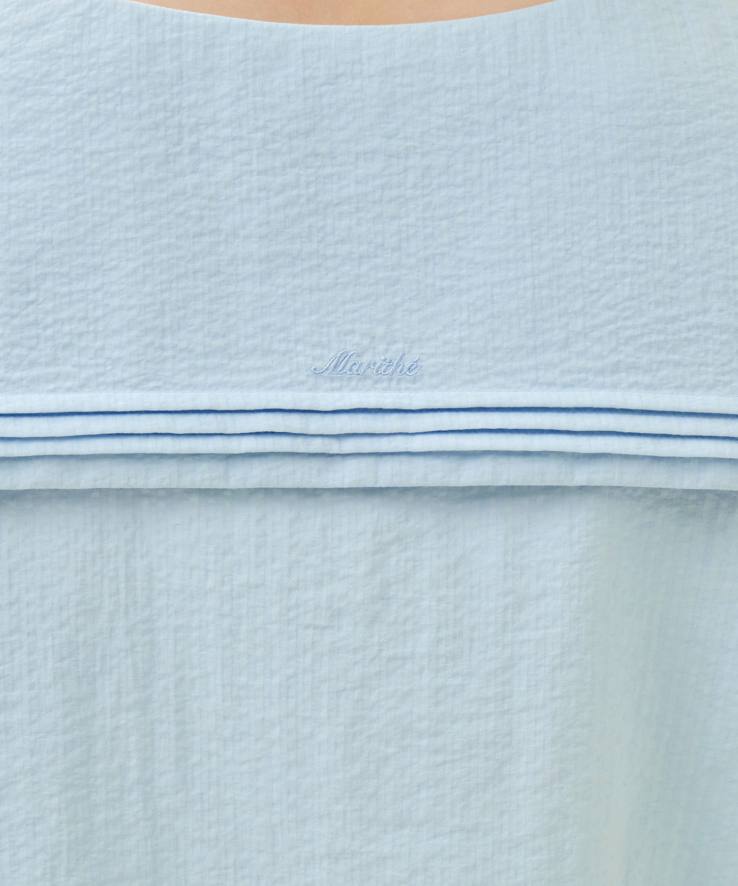 Marithe & Francois Girbaud - Pin Tuck Sailor Half Sleeve Shirt (Sky Blue) product image 4 | TRAB K-Fashion Australia
