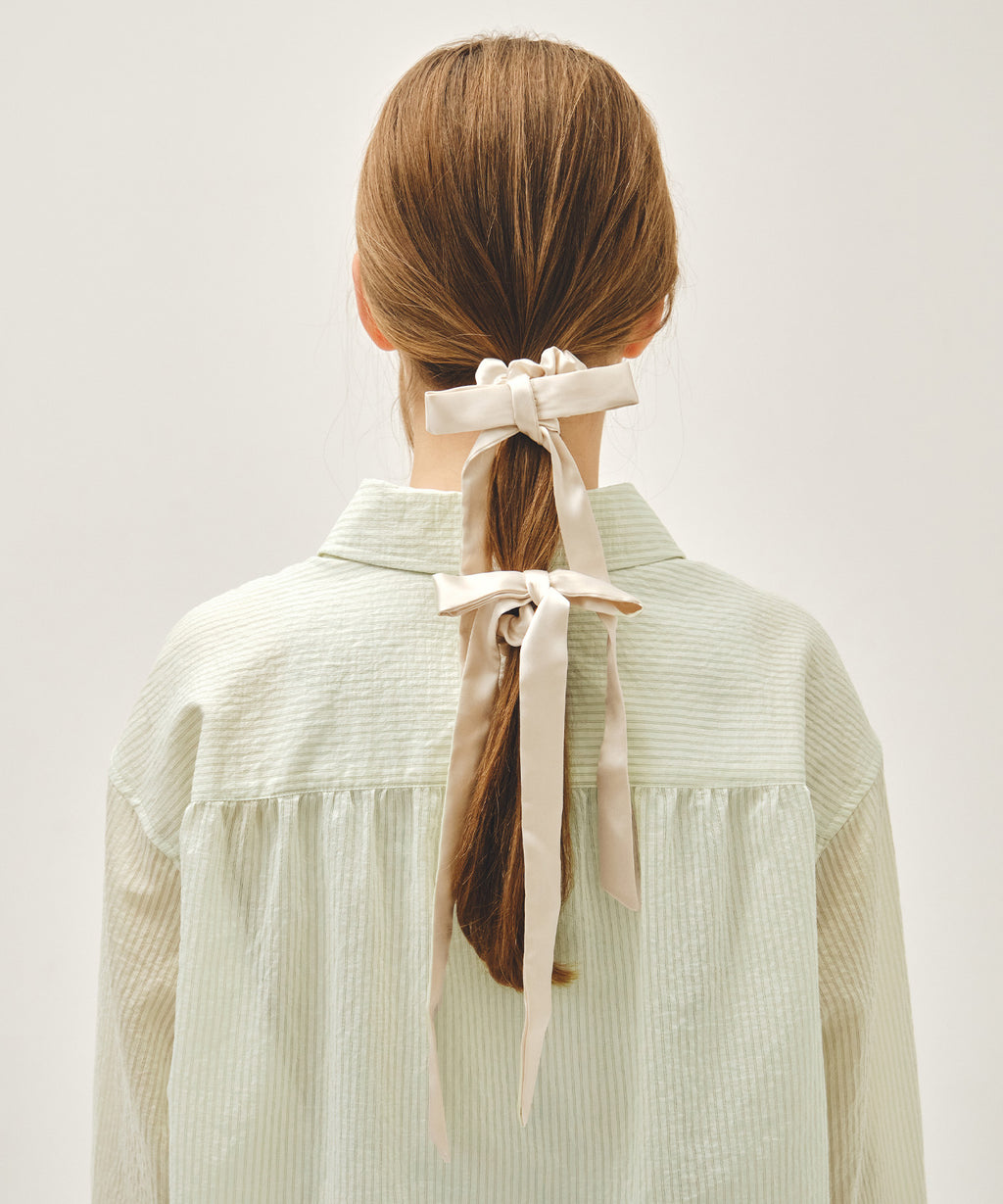 Marithe & Francois Girbaud - Regular Logo Satin Hair Ribbon Scrunchie 2pack (Ivory) product image 4 | TRAB K-Fashion Australia