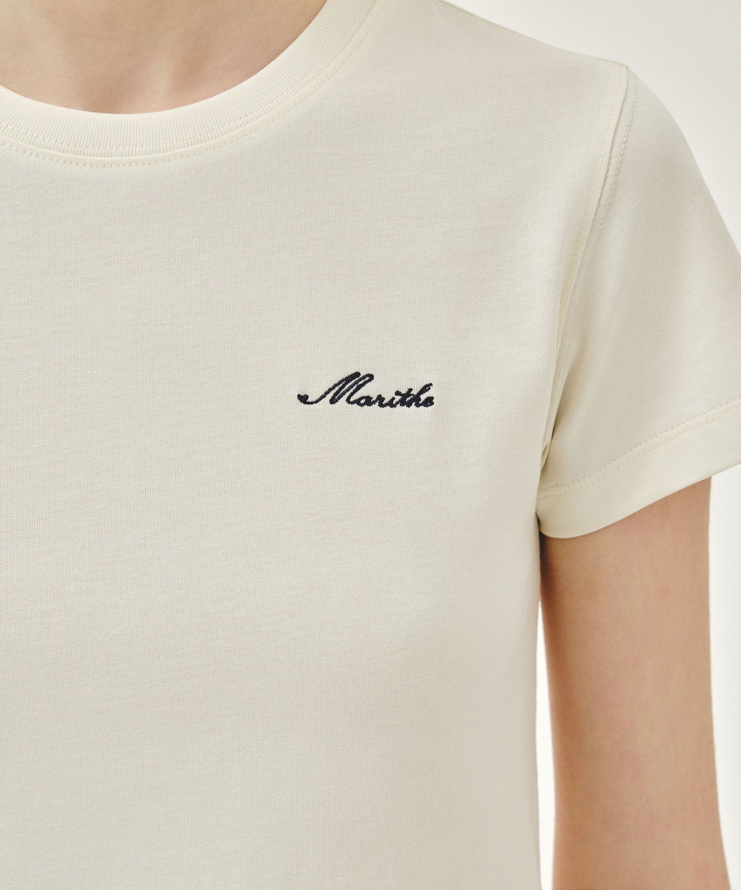 Marithe & Francois Girbaud - Small Lettering Slim Crop Tee (Ivory) product image 4 | TRAB K-Fashion Australia