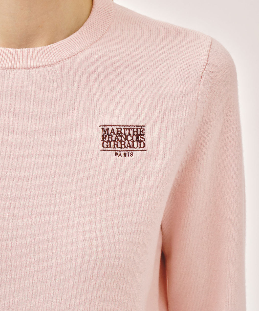 Marithe & Francois Girbaud - Small Classic Logo Crop Knit Pullover (Pink) product image 4 | TRAB K-Fashion Australia
