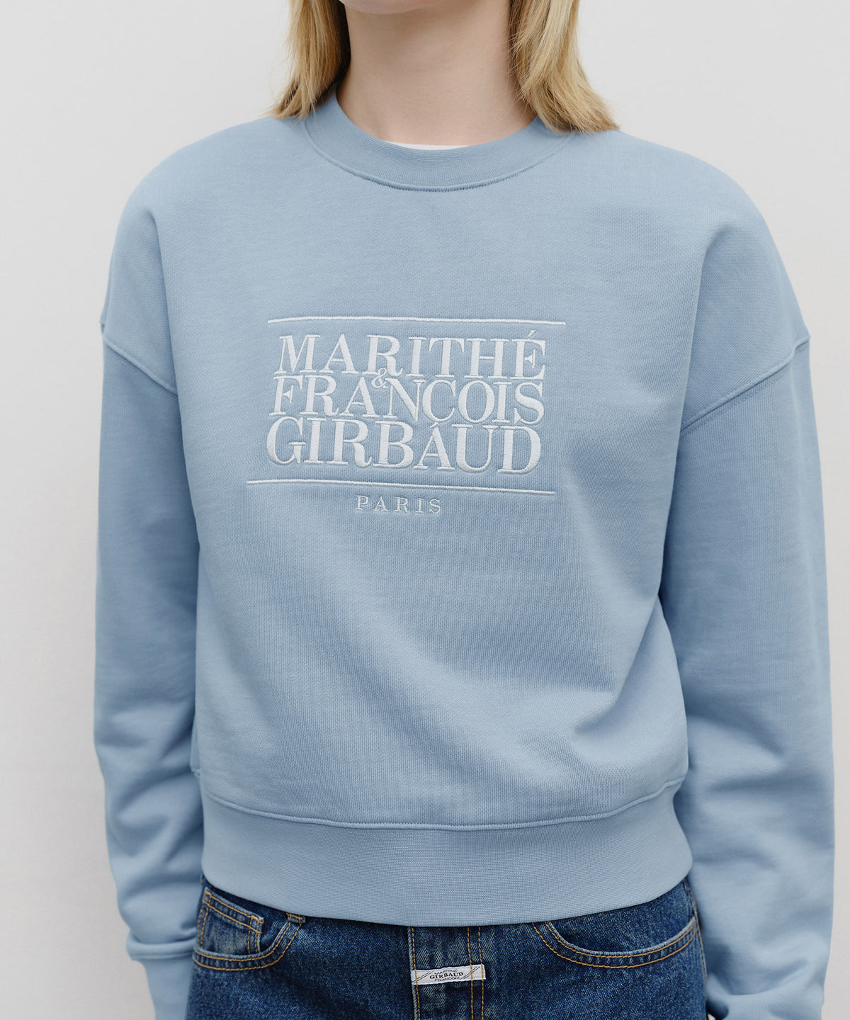 Marithe & Francois Girbaud - Classic Logo Crop Sweatshirt (Sky Blue) product image 4 | TRAB K-Fashion Australia