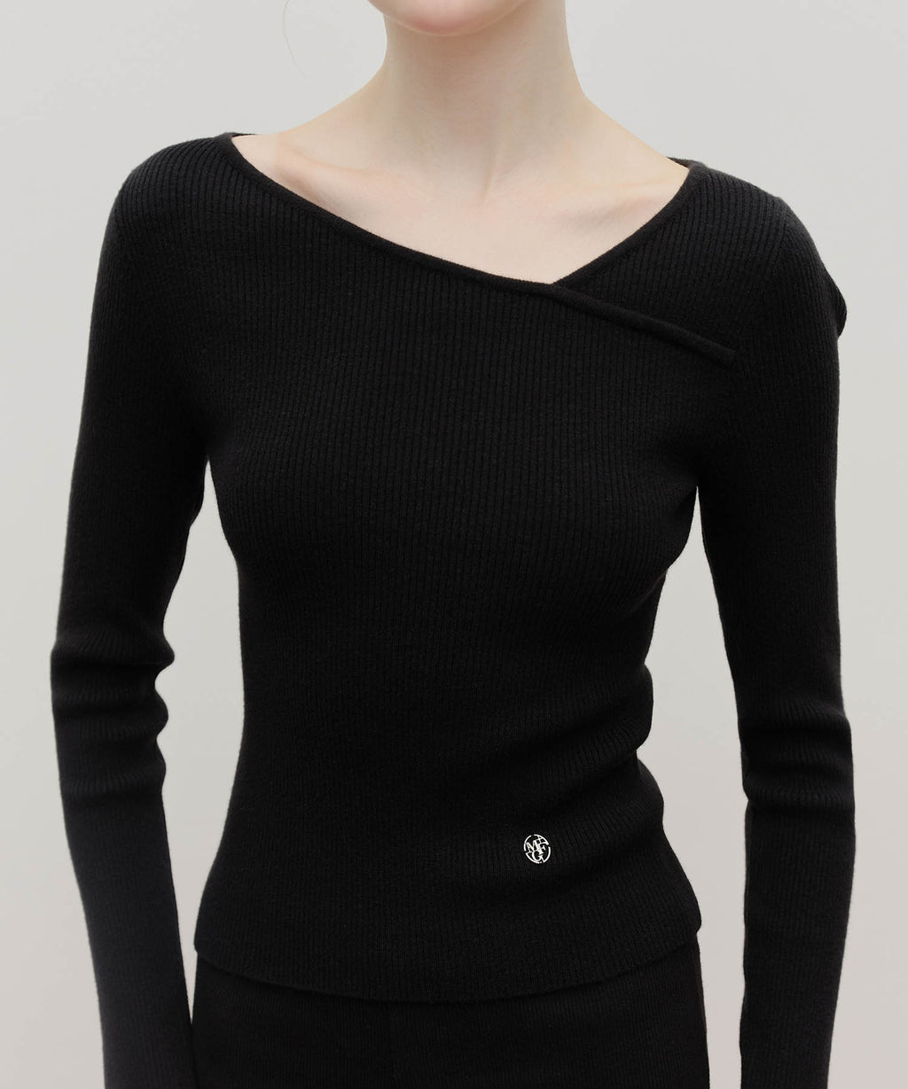 Marithe & Francois Girbaud - Circle Logo Neck Point Knit (Black) product image 4 | TRAB K-Fashion Australia