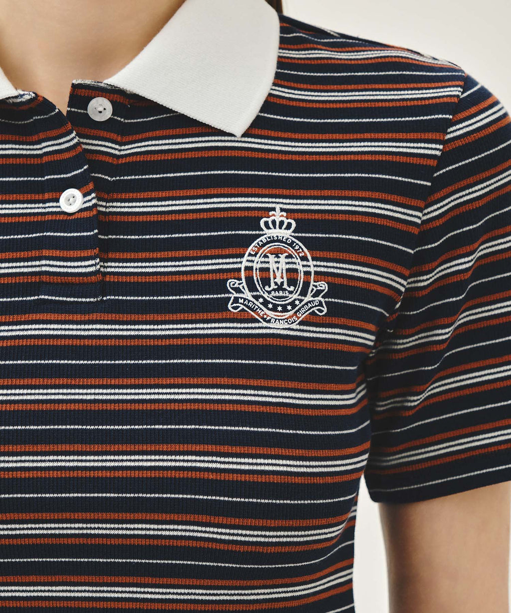 Marithe & Francois Girbaud - Stripe Slim Crop Collar Tee (Navy) product image 4 | TRAB K-Fashion Australia