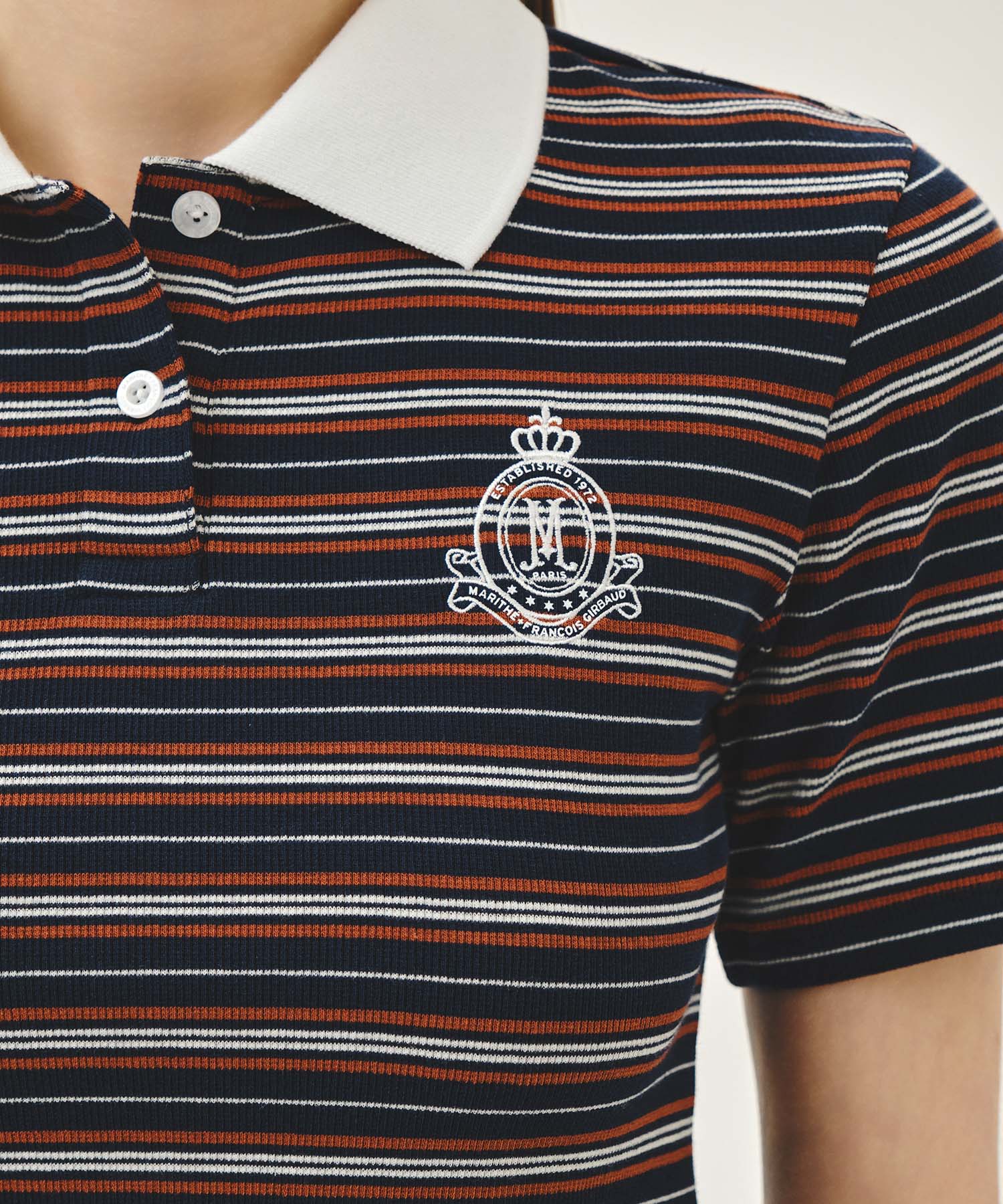 Marithe & Francois Girbaud - Stripe Slim Crop Collar Tee (Navy) product image 4 | TRAB K-Fashion Australia