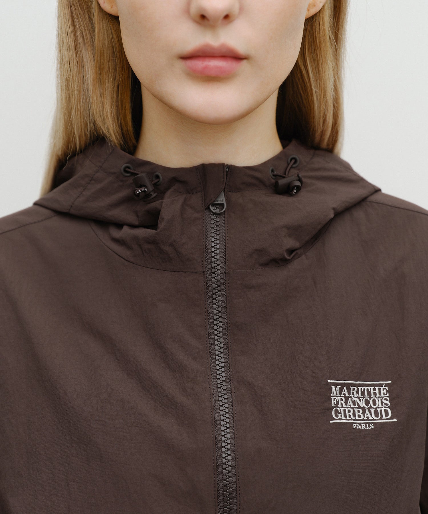 Marithe & Francois Girbaud - Classic Logo Over Fit Hooded Windbreaker (Brown) product image 4 | TRAB K-Fashion Australia