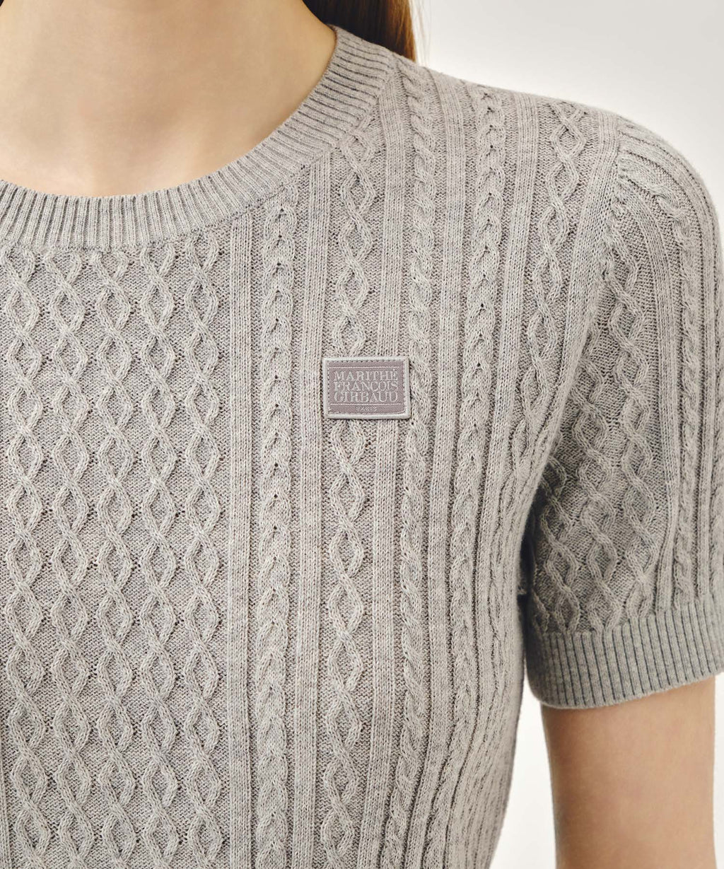 Marithe & Francois Girbaud - Cable Half Knit Pullover (Light Heather Gray) product image 4 | TRAB K-Fashion Australia