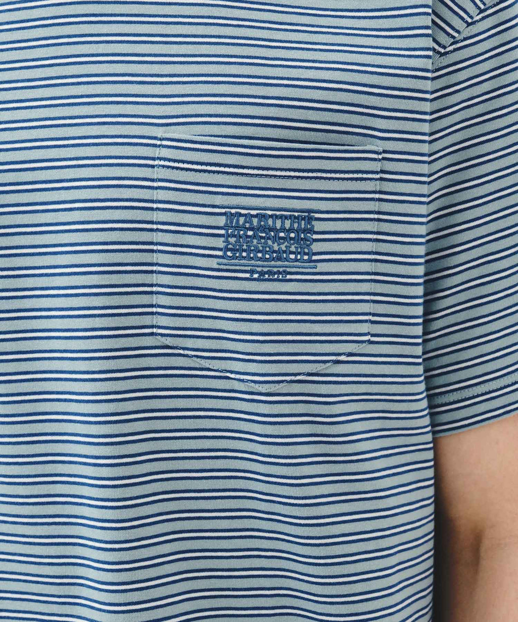 Marithe & Francois Girbaud - Small Classic Logo Stripe Ringer Tee (Blue) product image 4 | TRAB K-Fashion Australia