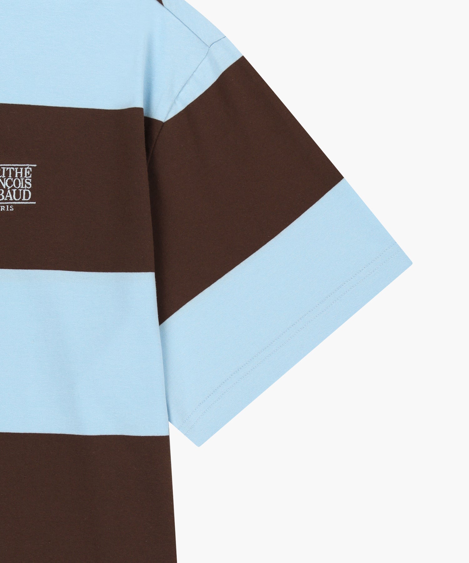 Marithe & Francois Girbaud - Small Classic Logo Rugby Stripe Oversized Collar Tee (Sky Blue) product image 4 | TRAB K-Fashion Australia