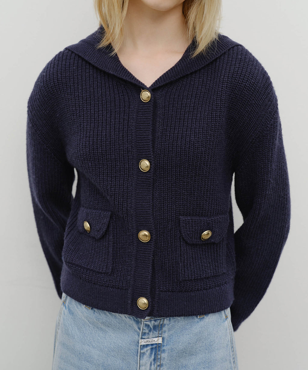 Marithe & Francois Girbaud - Sailor Rib Knit Cardigan (Navy) product image 4 | TRAB K-Fashion Australia