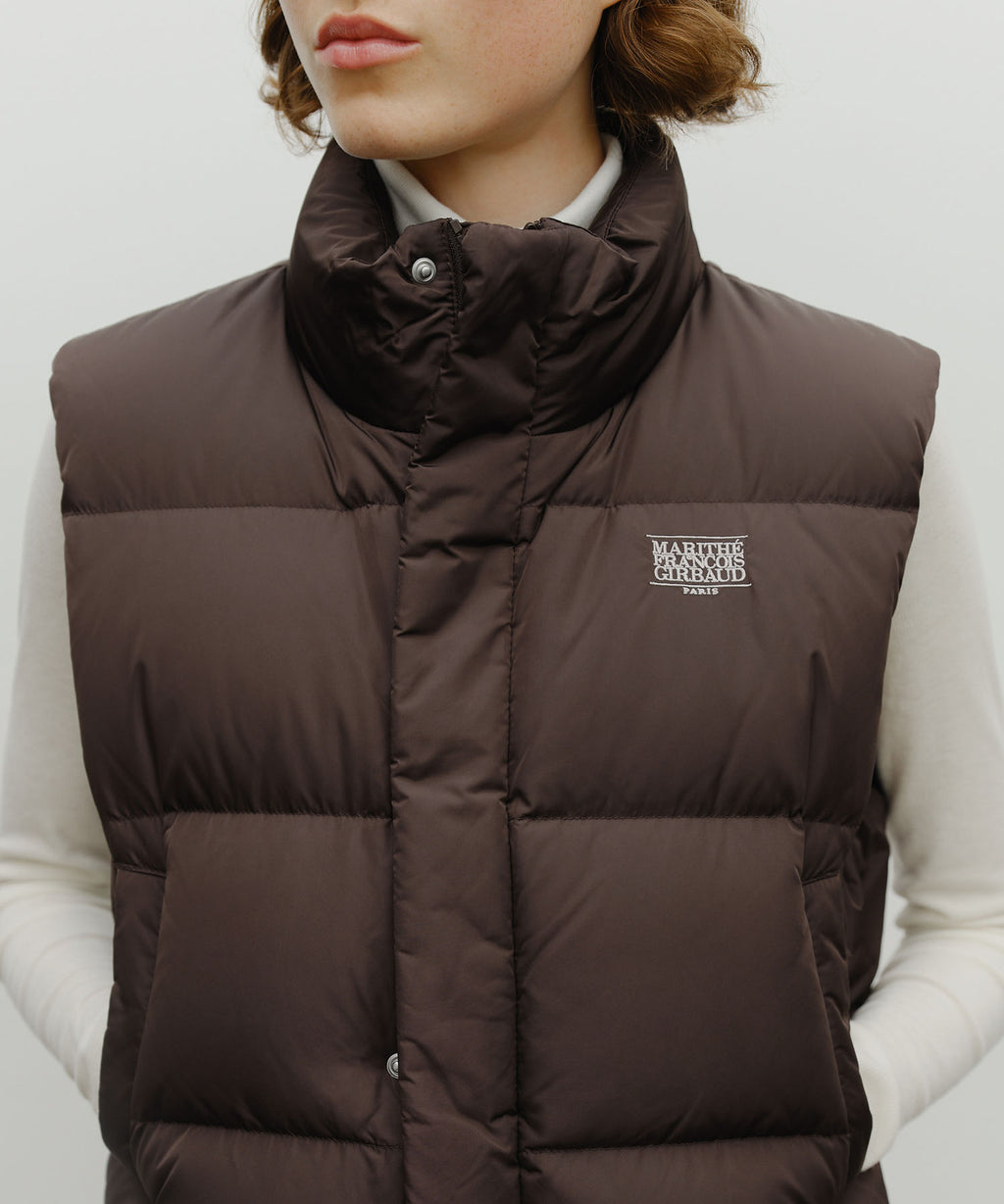 Marithe & Francois Girbaud - Classic Logo Crop Down Vest (Dark Brown) product image 4 | TRAB K-Fashion Australia