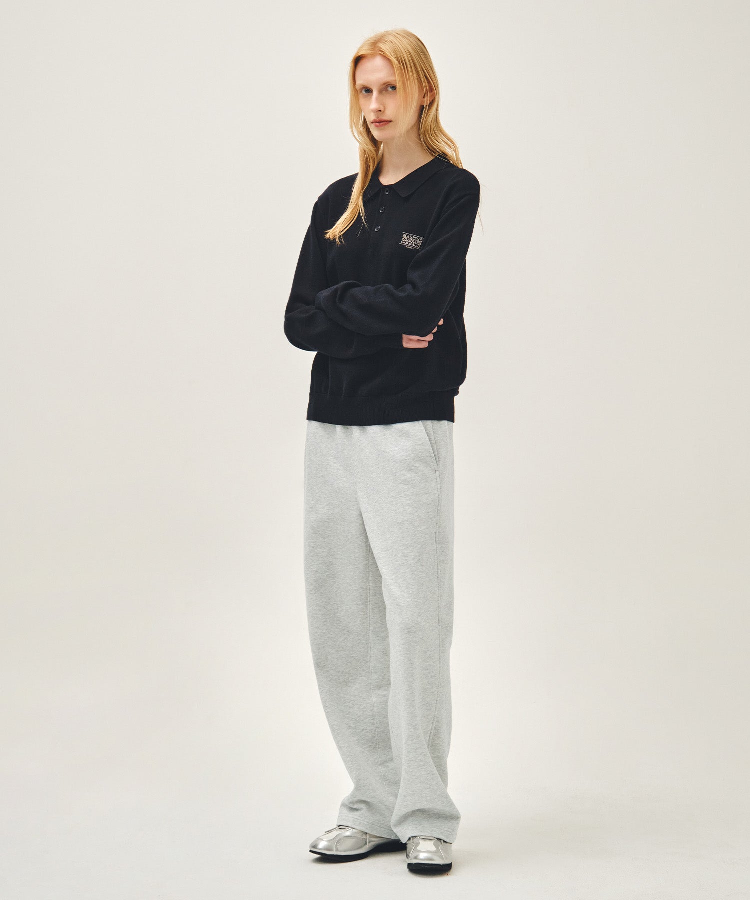Marithe & Francois Girbaud - Stitch Wide Sweat Pants (Light Heather Gray) product image 4 | TRAB K-Fashion Australia