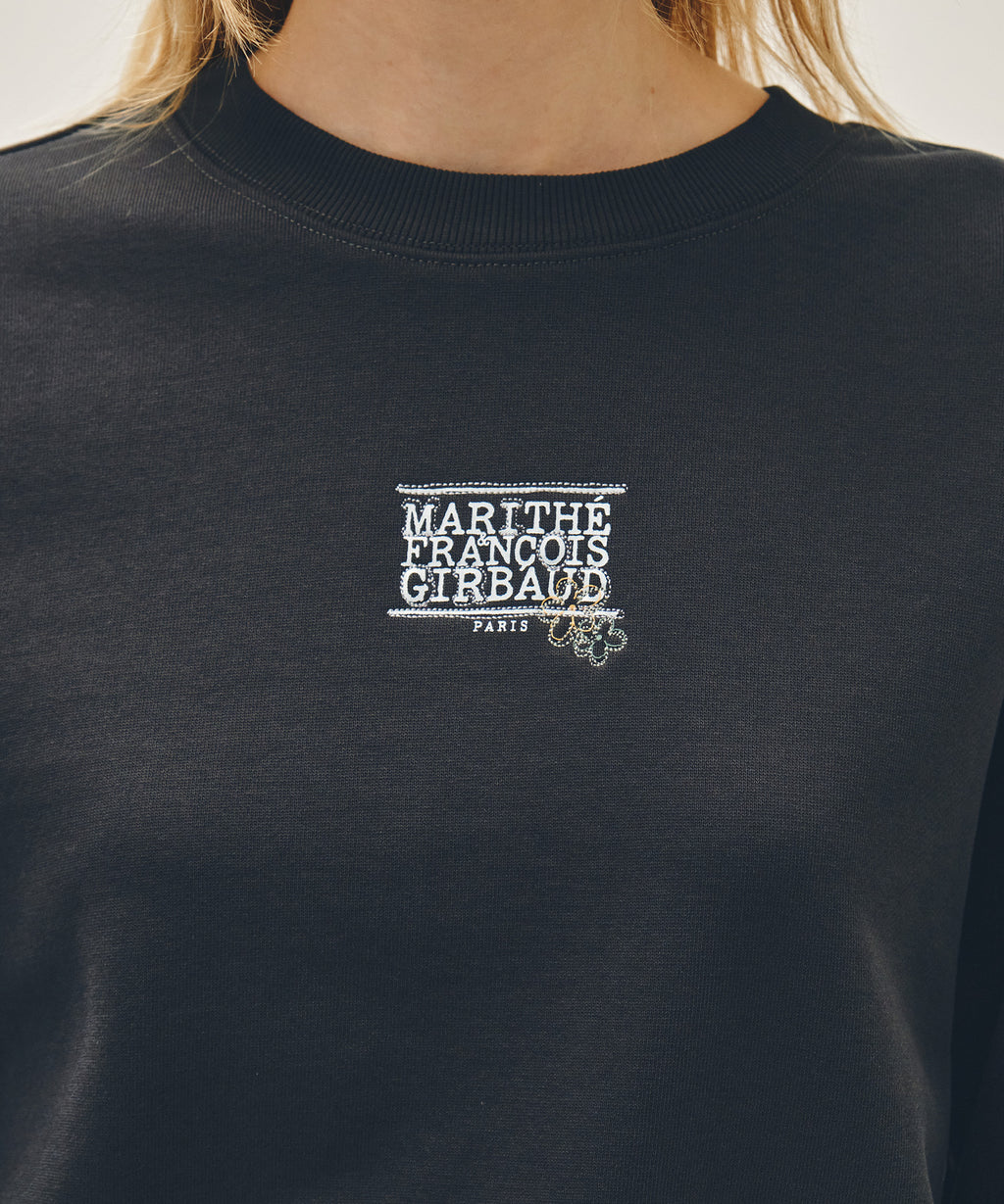 Marithe & Francois Girbaud - Flower Classic Logo Crop Sweatshirt (Charcoal) product image 4 | TRAB K-Fashion Australia