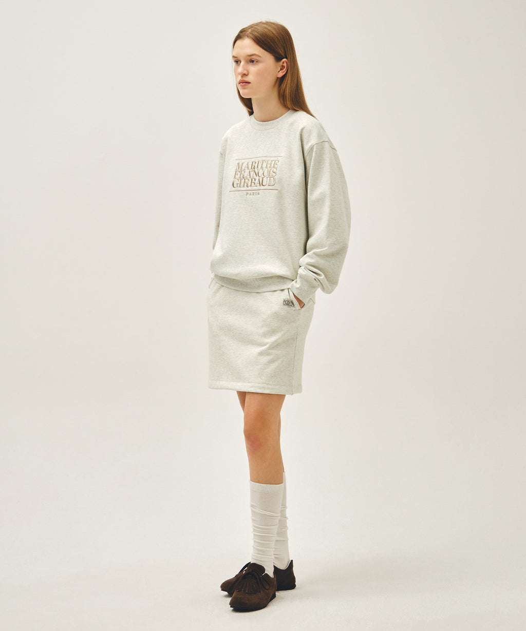 Marithe & Francois Girbaud - Vintage Classic Logo Sweat Mini Skirt (Oatmeal) product image 8 | TRAB K-Fashion Australia