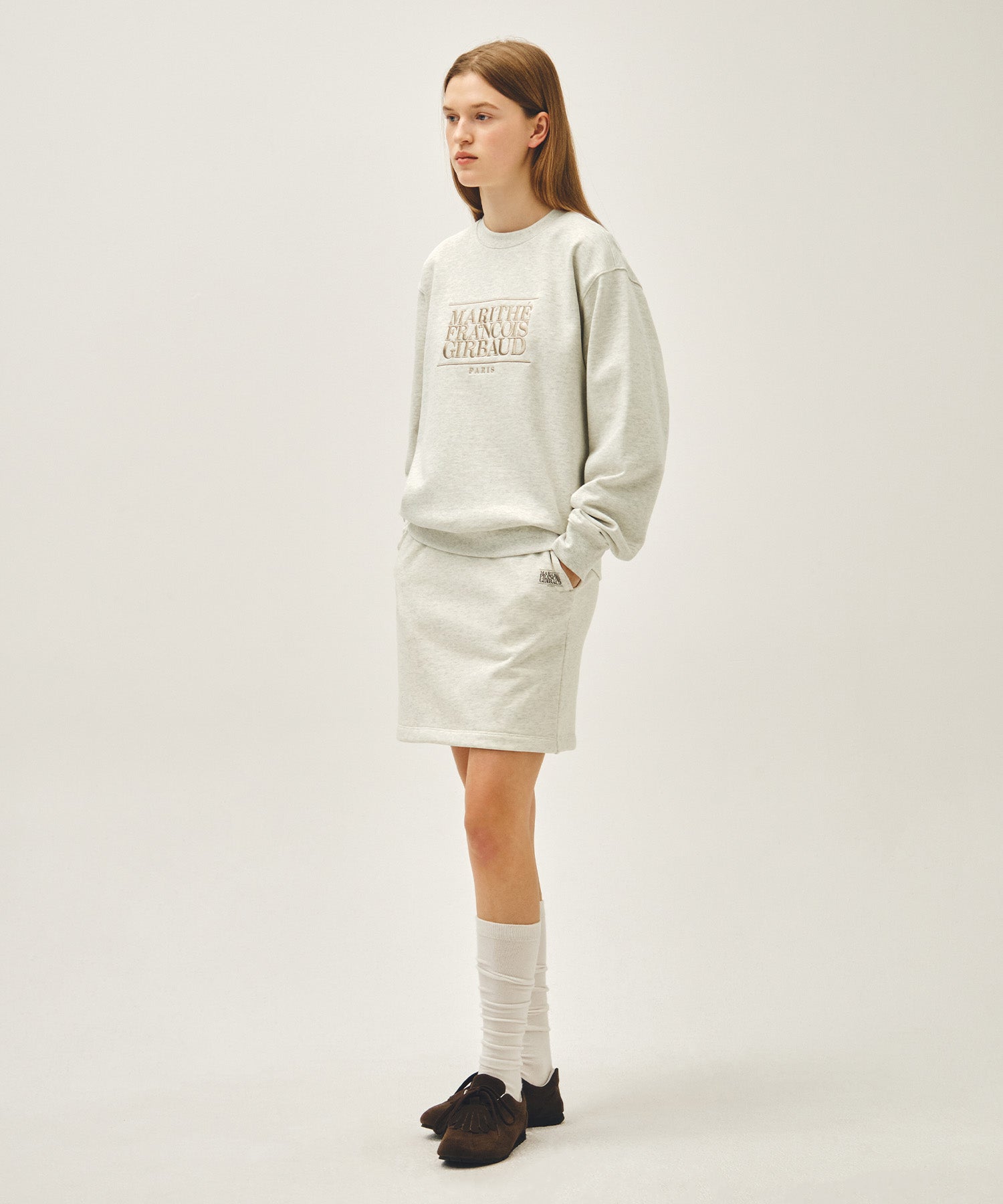 Marithe & Francois Girbaud - Vintage Classic Logo Sweat Mini Skirt (Oatmeal) product image 8 | TRAB K-Fashion Australia
